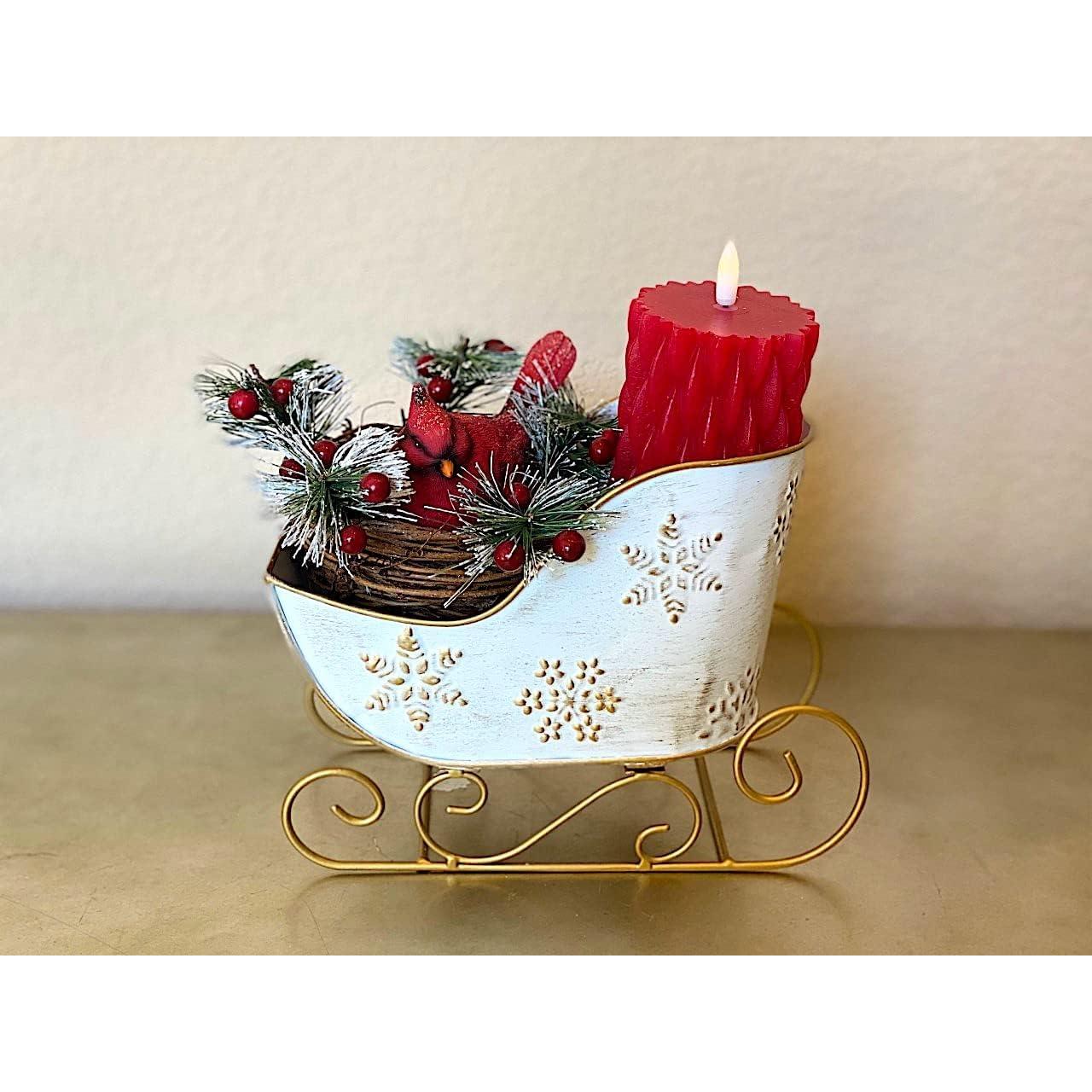 Contenedor de Metal Trineo Navidad STC World 21.6x15.2 cm