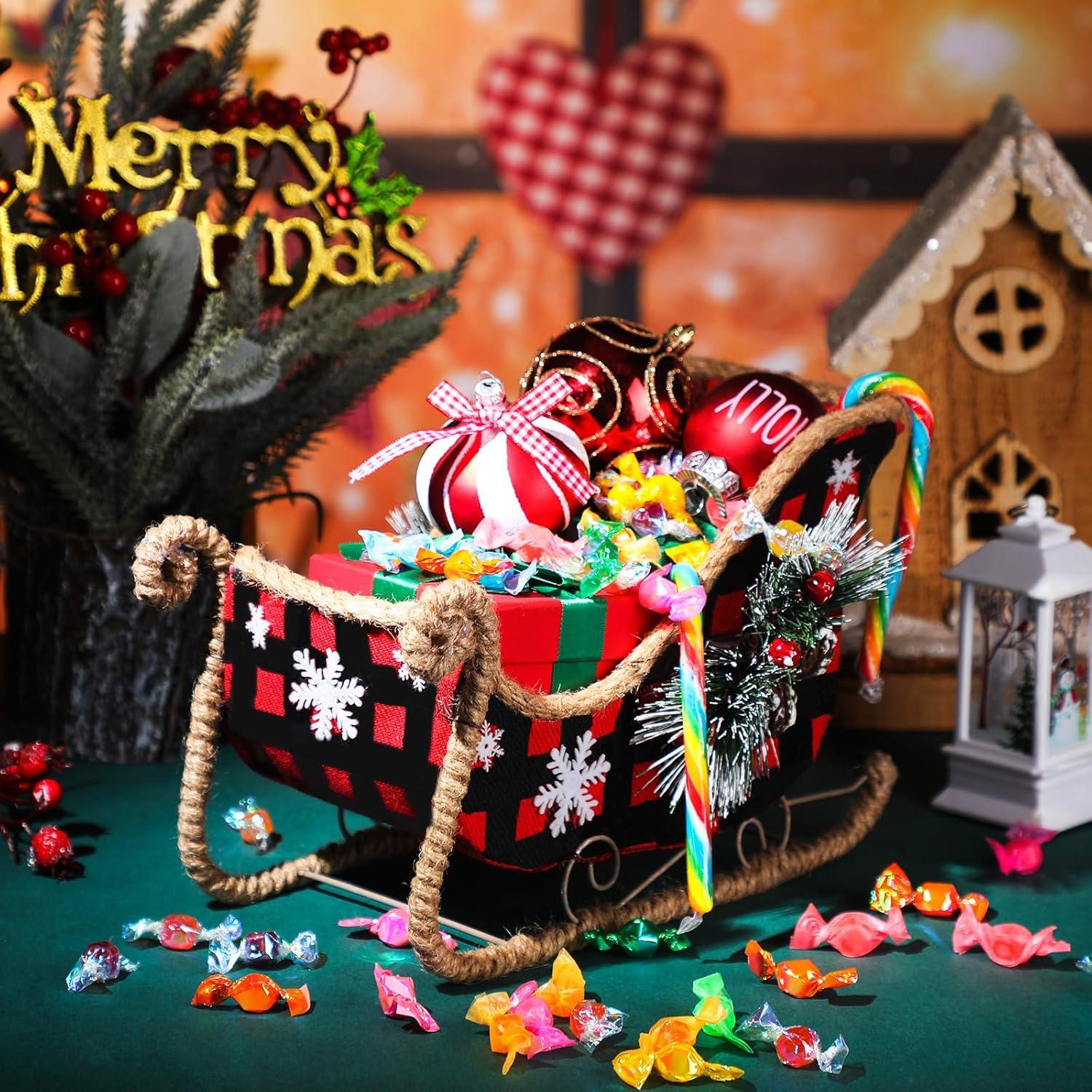 Trineo de Navidad Therwen 28x18x13 cm Decoración Rojo