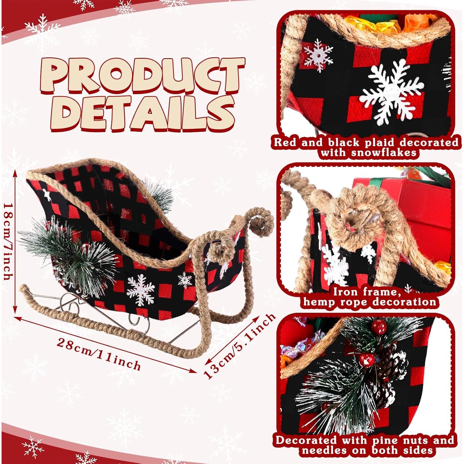 Trineo de Navidad Therwen 28x18x13 cm Decoración Rojo