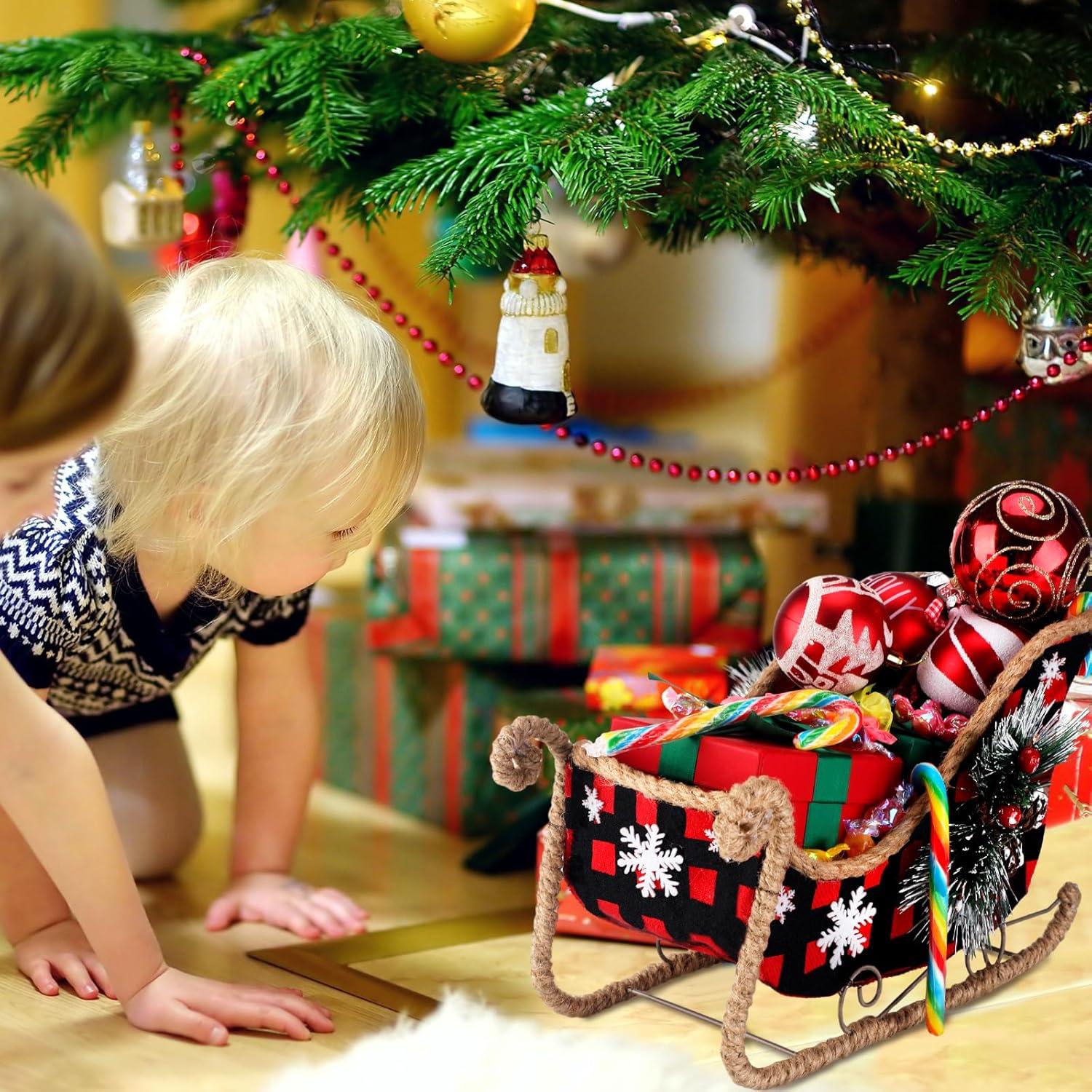 Trineo de Navidad Therwen 28x18x13 cm Decoración Rojo