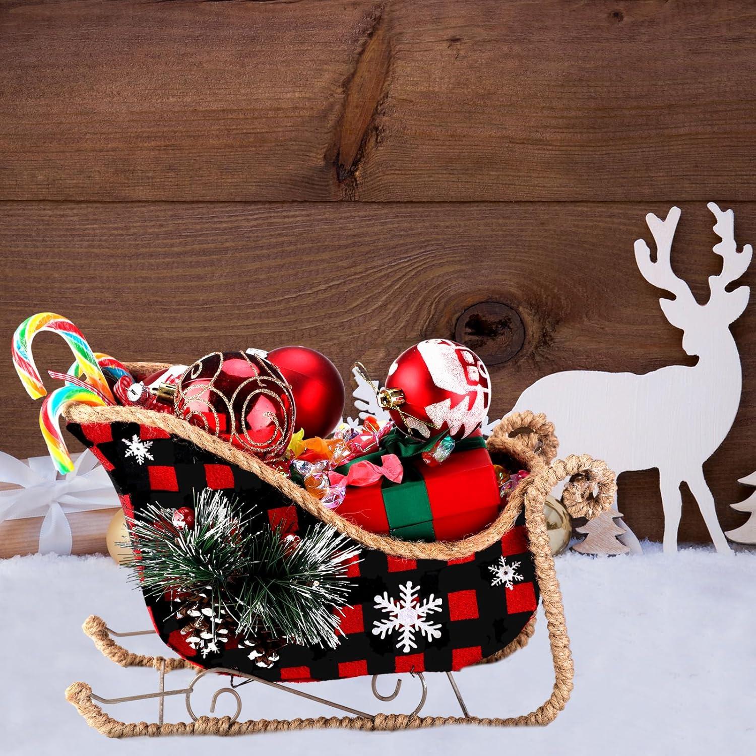 Trineo de Navidad Therwen 28x18x13 cm Decoración Rojo