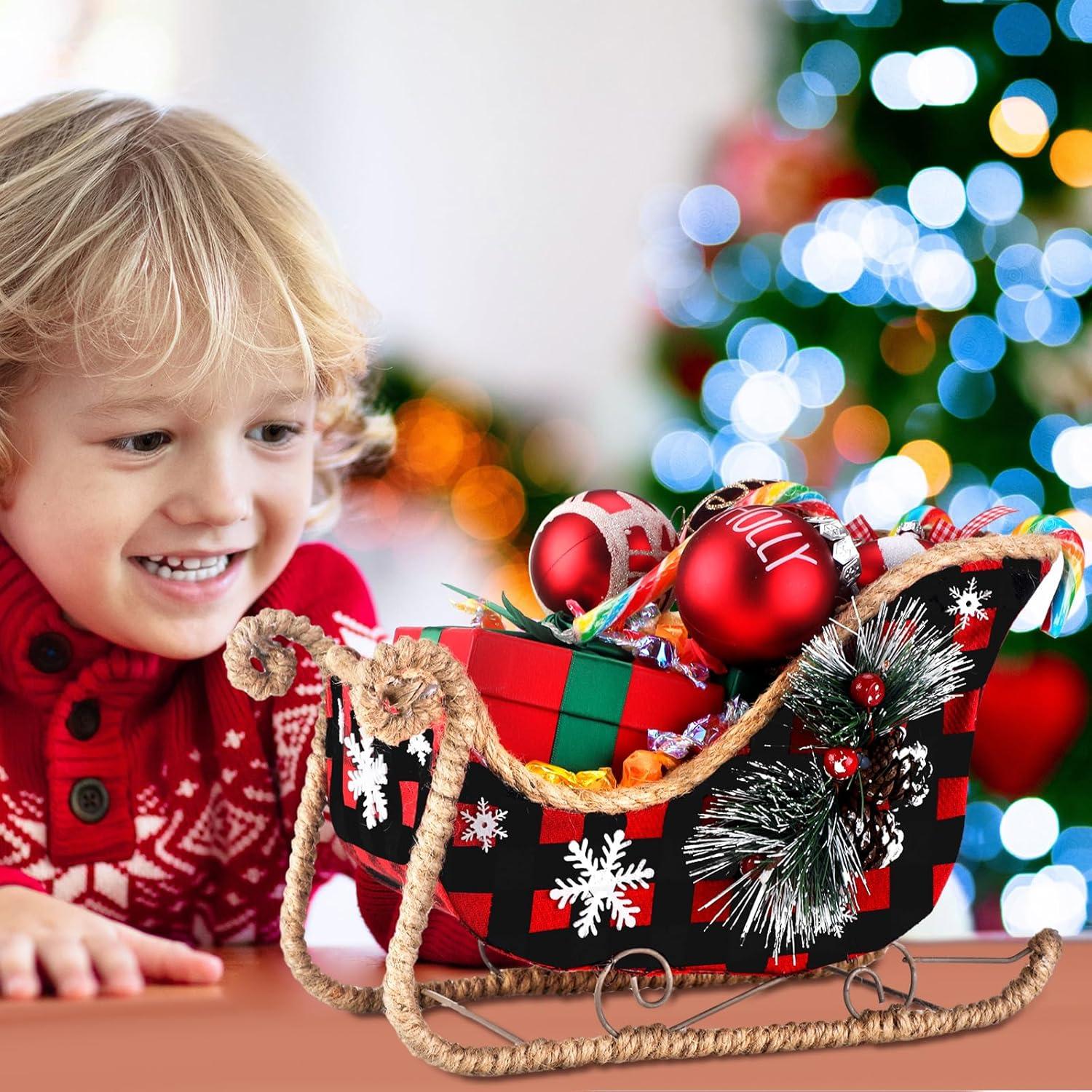 Trineo de Navidad Therwen 28x18x13 cm Decoración Rojo