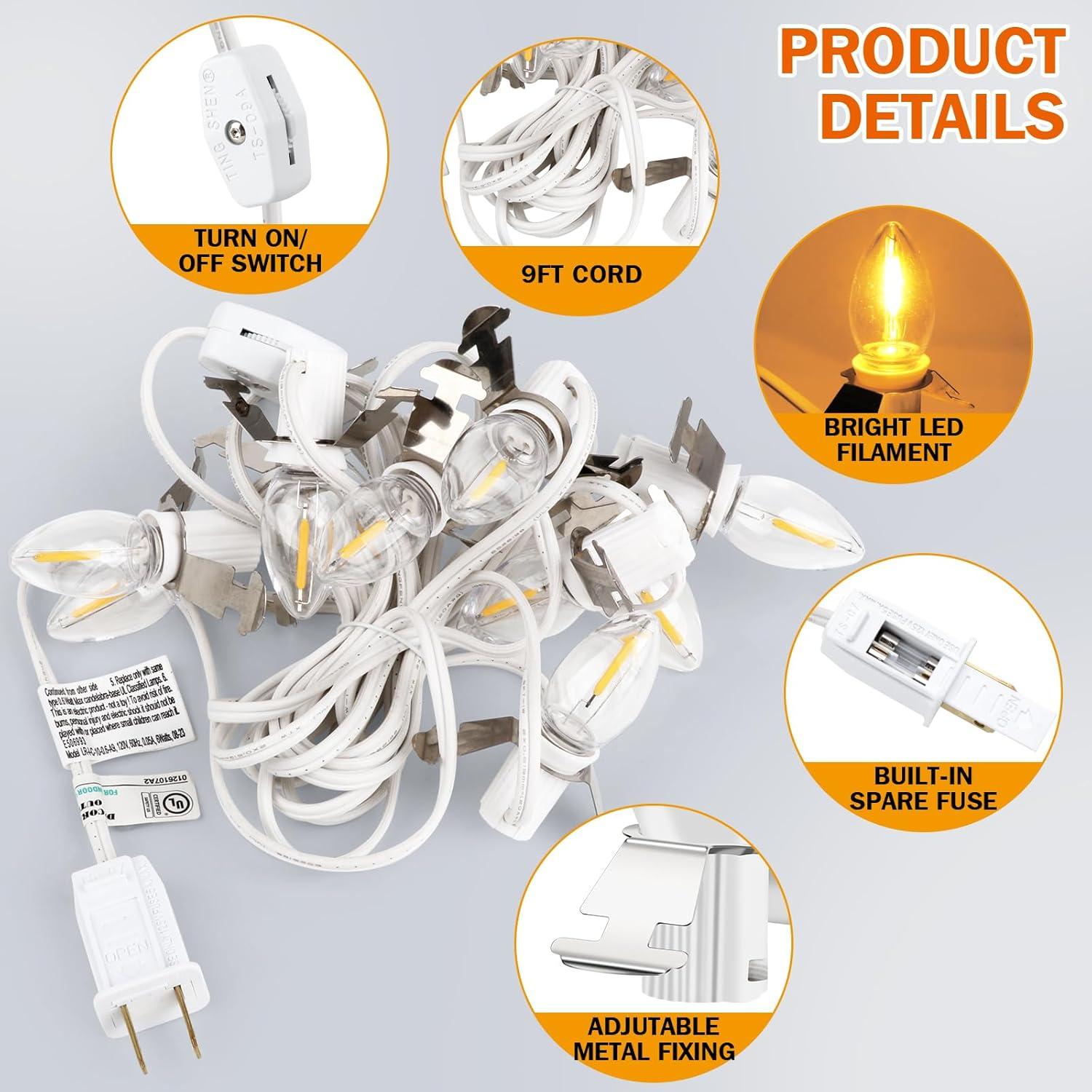 Luces LED C7 Sousery 10 Bombillas Blanco Cálido Decoración