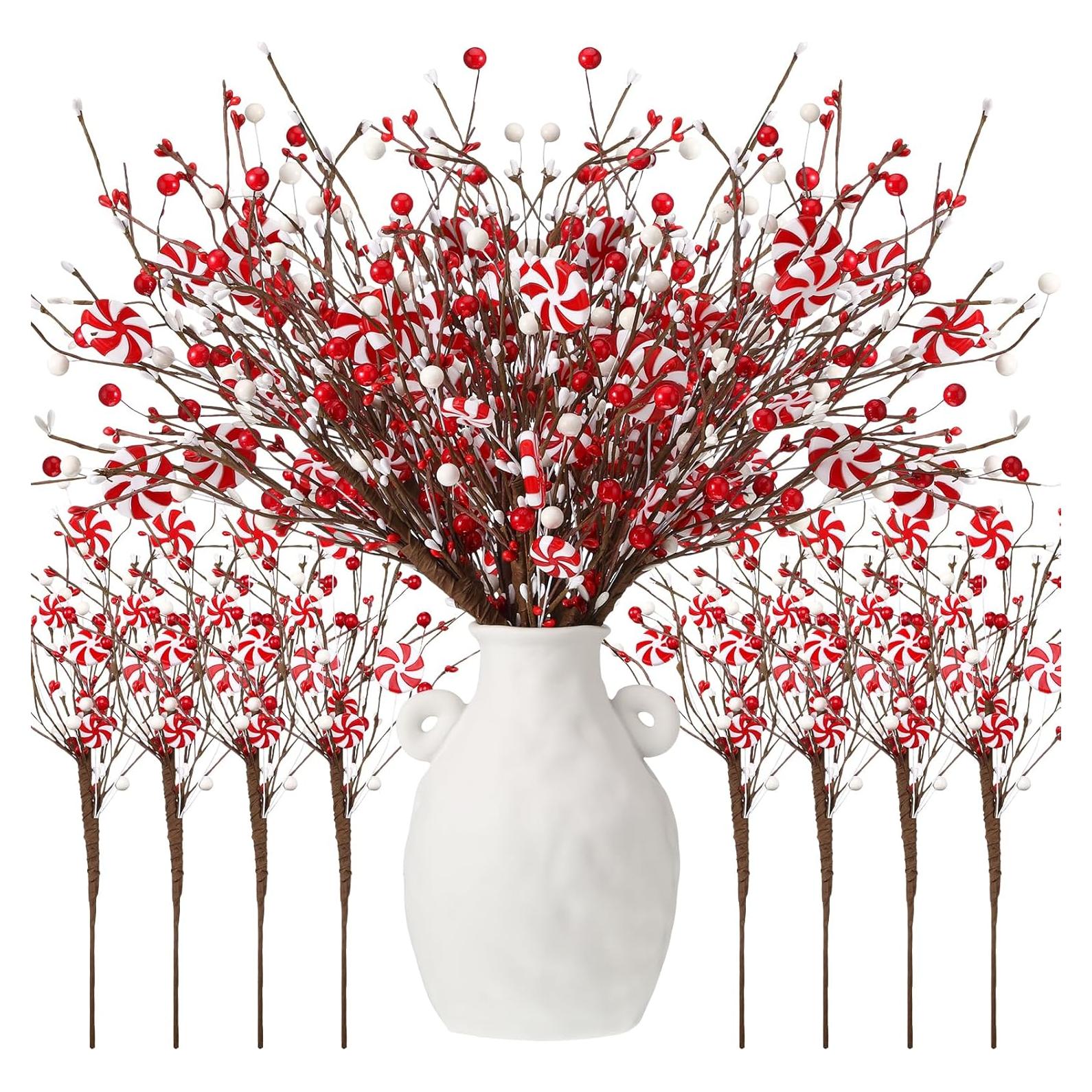 8 Adornos de Bastones de Caramelo CraftyDream para Navidad