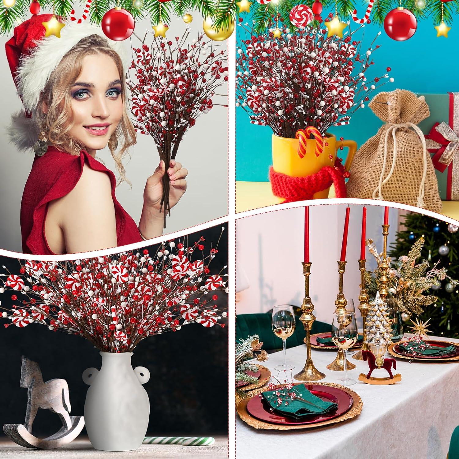 8 Adornos de Bastones de Caramelo CraftyDream para Navidad