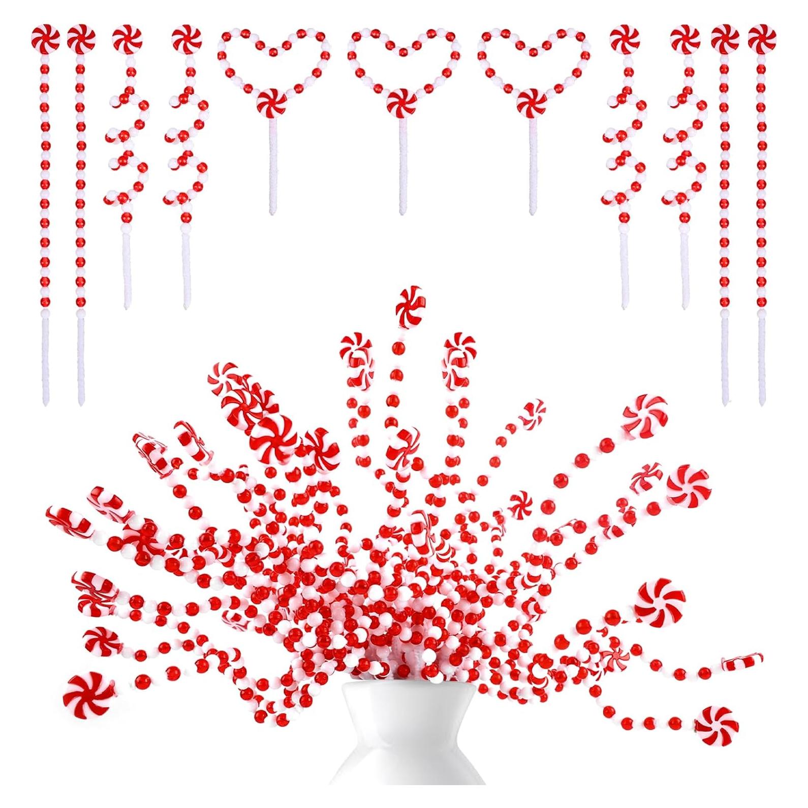 30 Decoraciones de Bastones de Caramelo HOHOTIME Rojo y Blanco