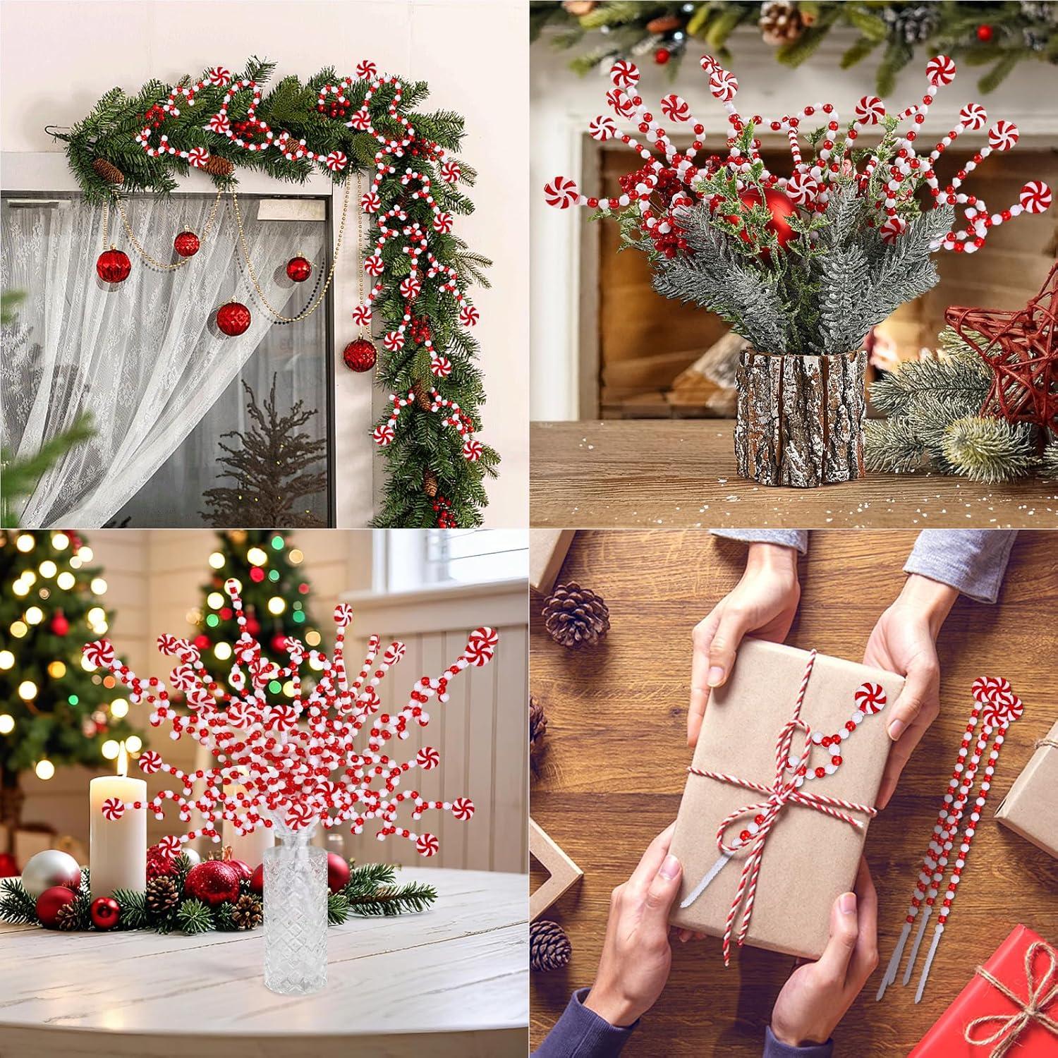 30 Decoraciones de Bastones de Caramelo HOHOTIME Rojo y Blanco