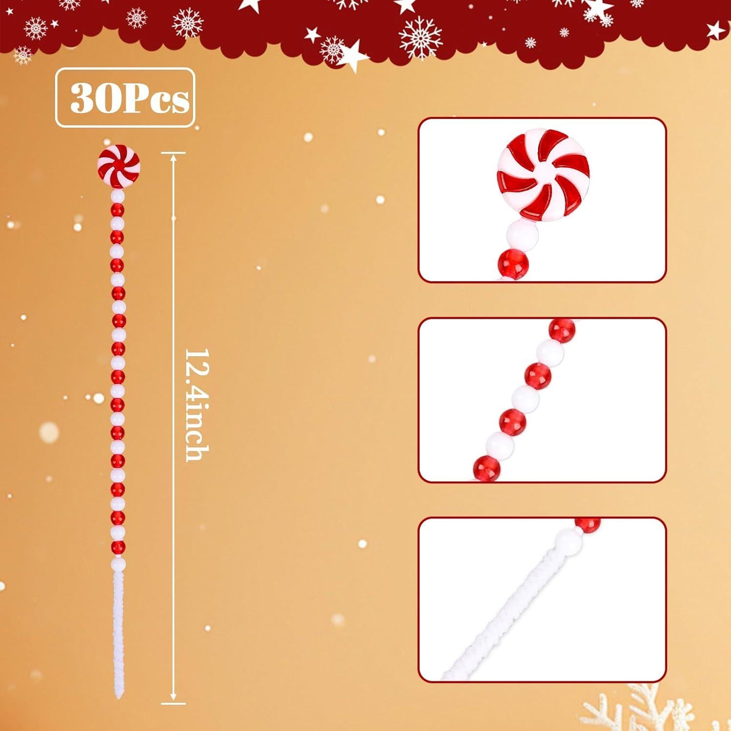 30 Decoraciones de Bastones de Caramelo HOHOTIME Rojo y Blanco