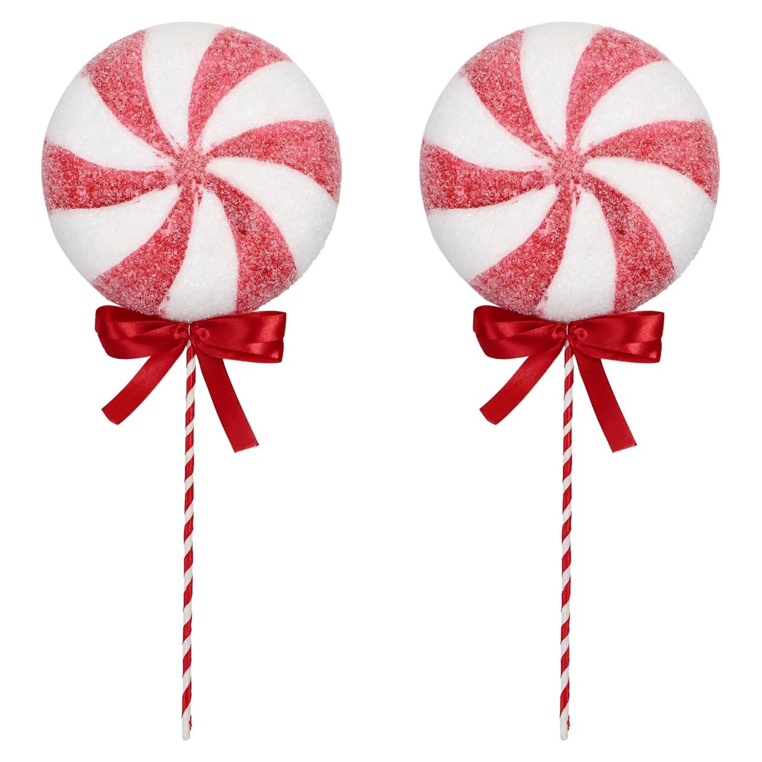 2 Piezas Decoraciones de Lollipop SPWOLFRT 43.5cm Rojo Blanco
