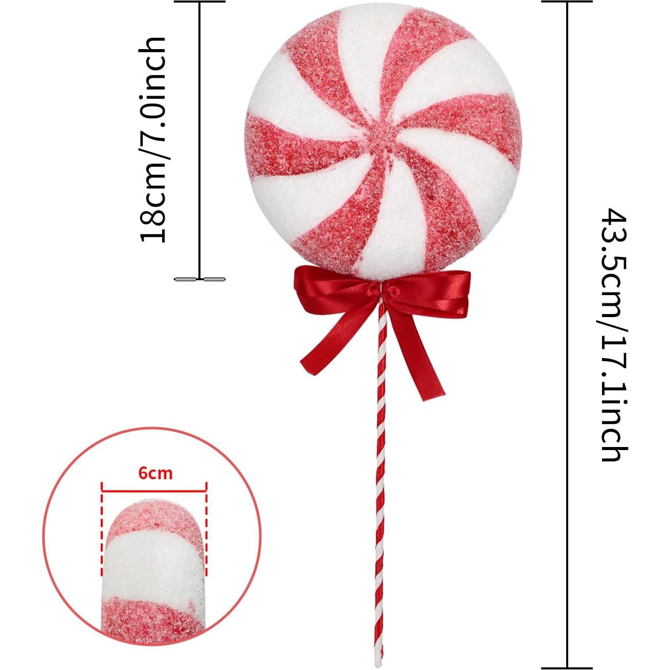 2 Piezas Decoraciones de Lollipop SPWOLFRT 43.5cm Rojo Blanco