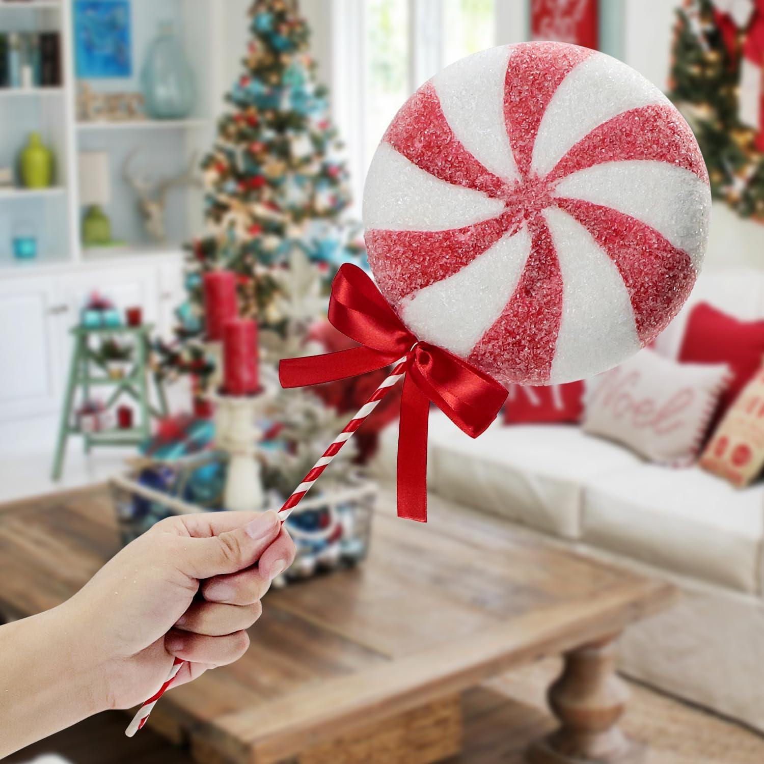 2 Piezas Decoraciones de Lollipop SPWOLFRT 43.5cm Rojo Blanco