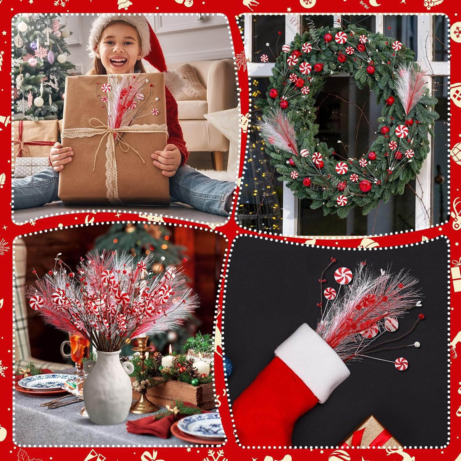 24 Palitos de Caramelo Rojo y Blanco Thiccywoov 40.64 cm