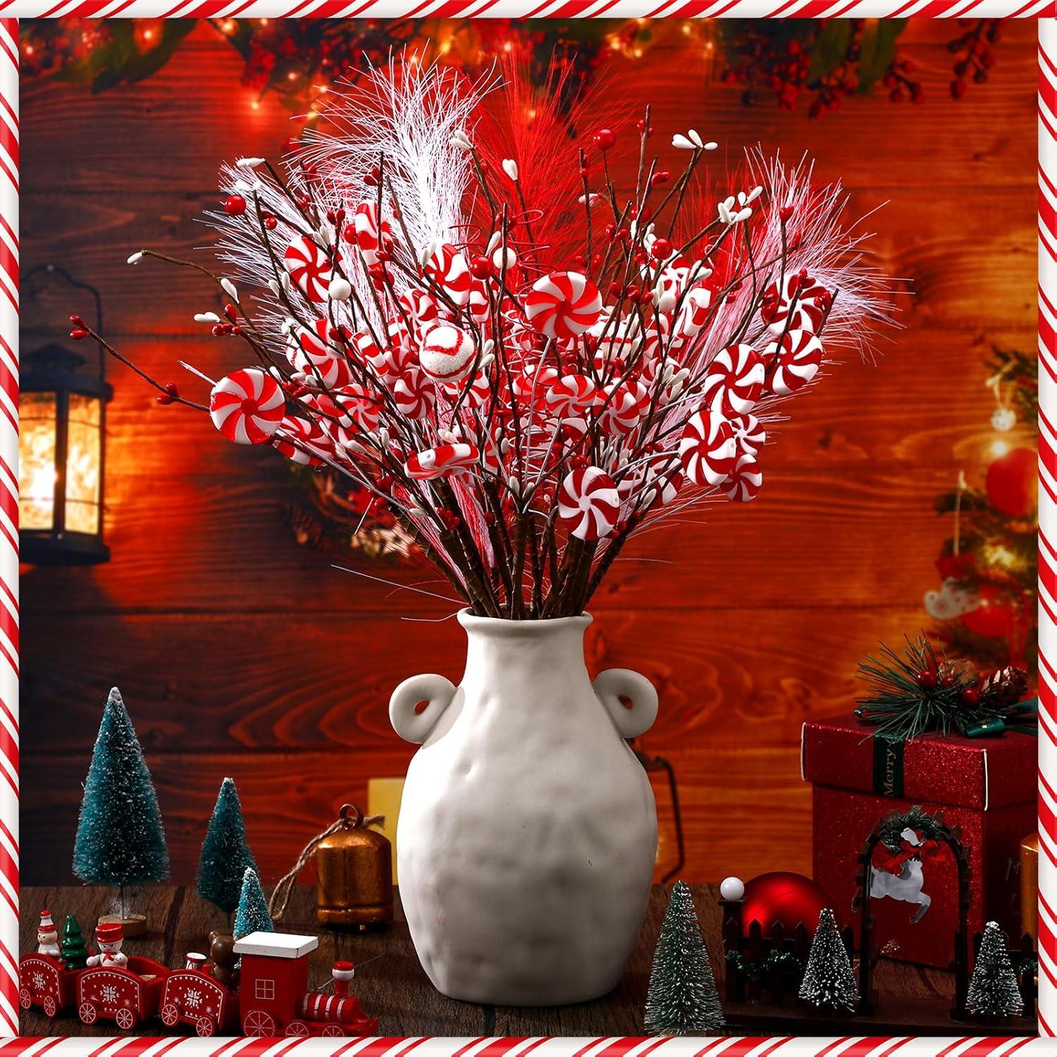 24 Palitos de Caramelo Rojo y Blanco Thiccywoov 40.64 cm