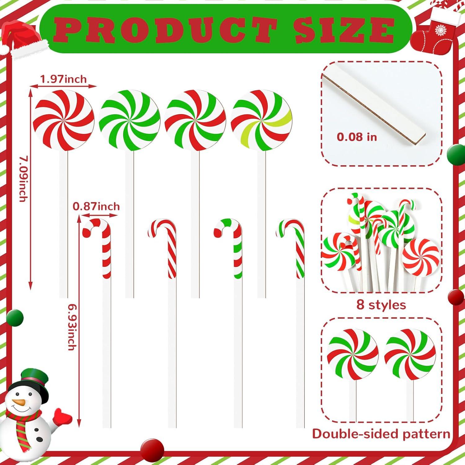 24 Palillos Decorativos de Caramelo de Navidad Janinka 17.7 cm