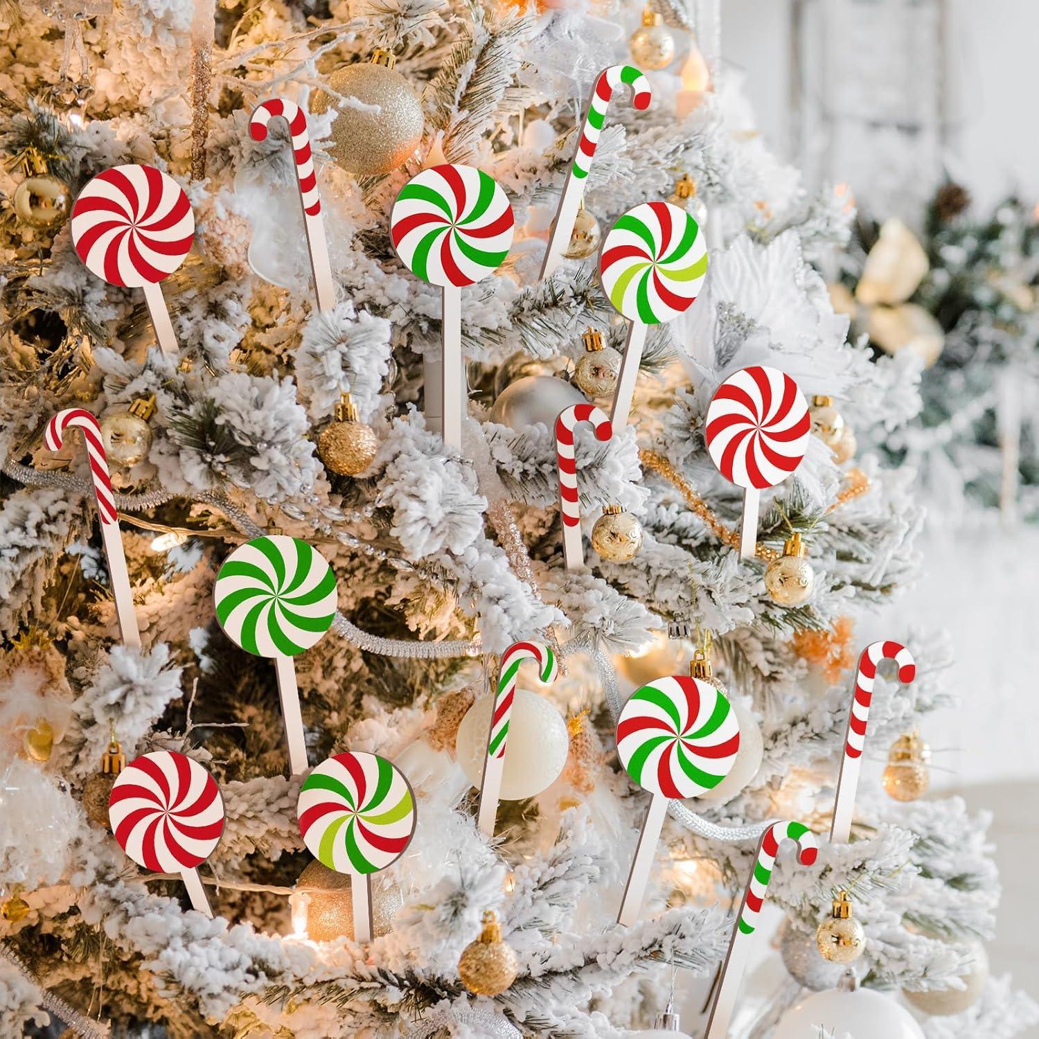 24 Palillos Decorativos de Caramelo de Navidad Janinka 17.7 cm