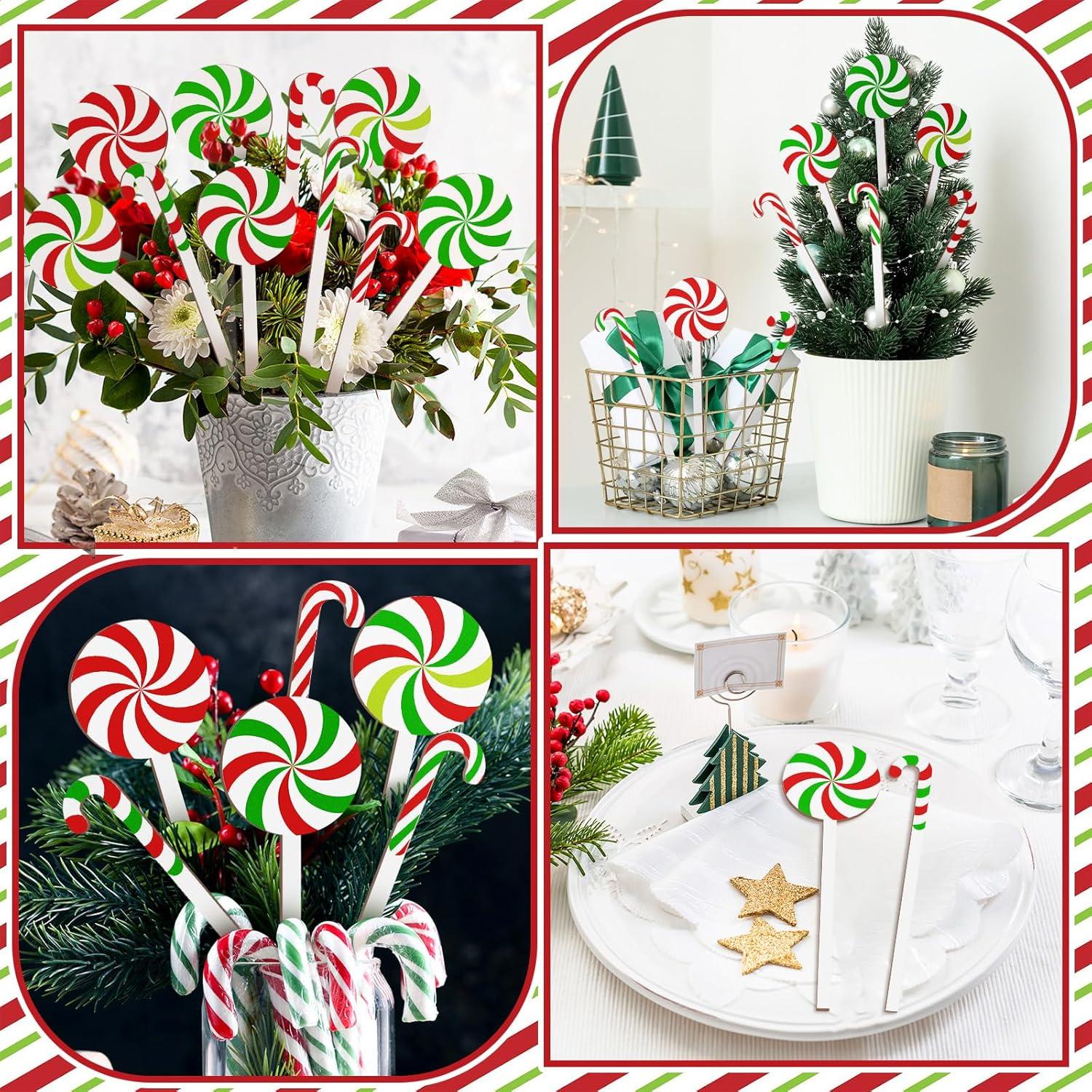 24 Palillos Decorativos de Caramelo de Navidad Janinka 17.7 cm