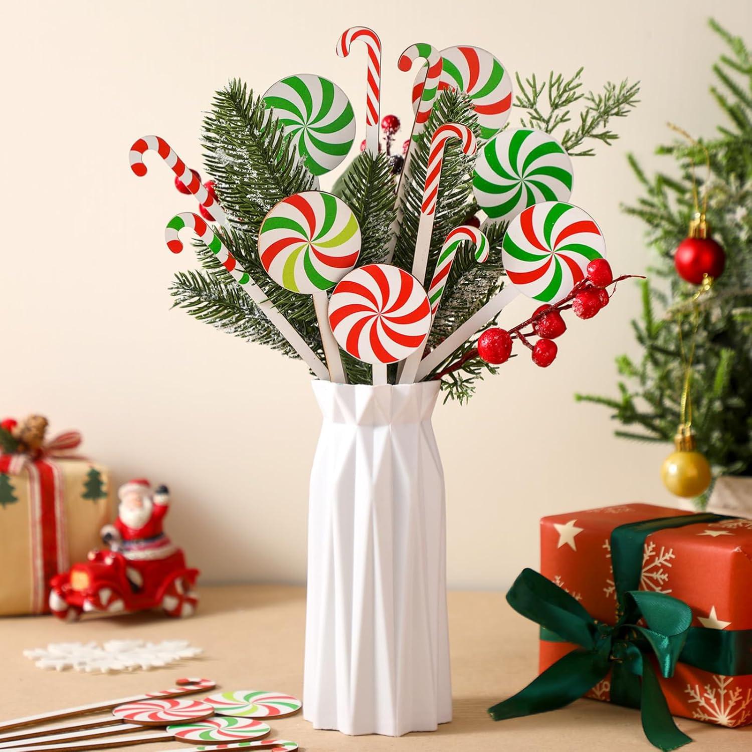 24 Palillos Decorativos de Caramelo de Navidad Janinka 17.7 cm