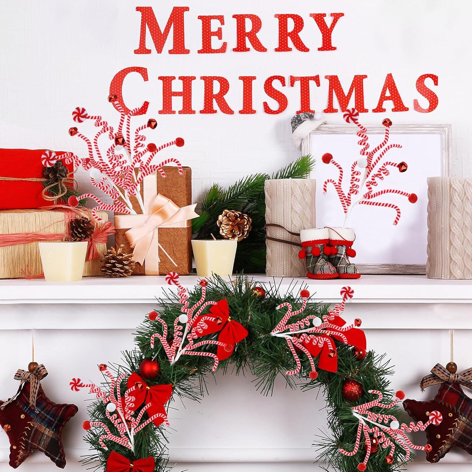 Adornos de Navidad Sggvecsy 4 Pcs Campanas de Caramelo 35.6 cm