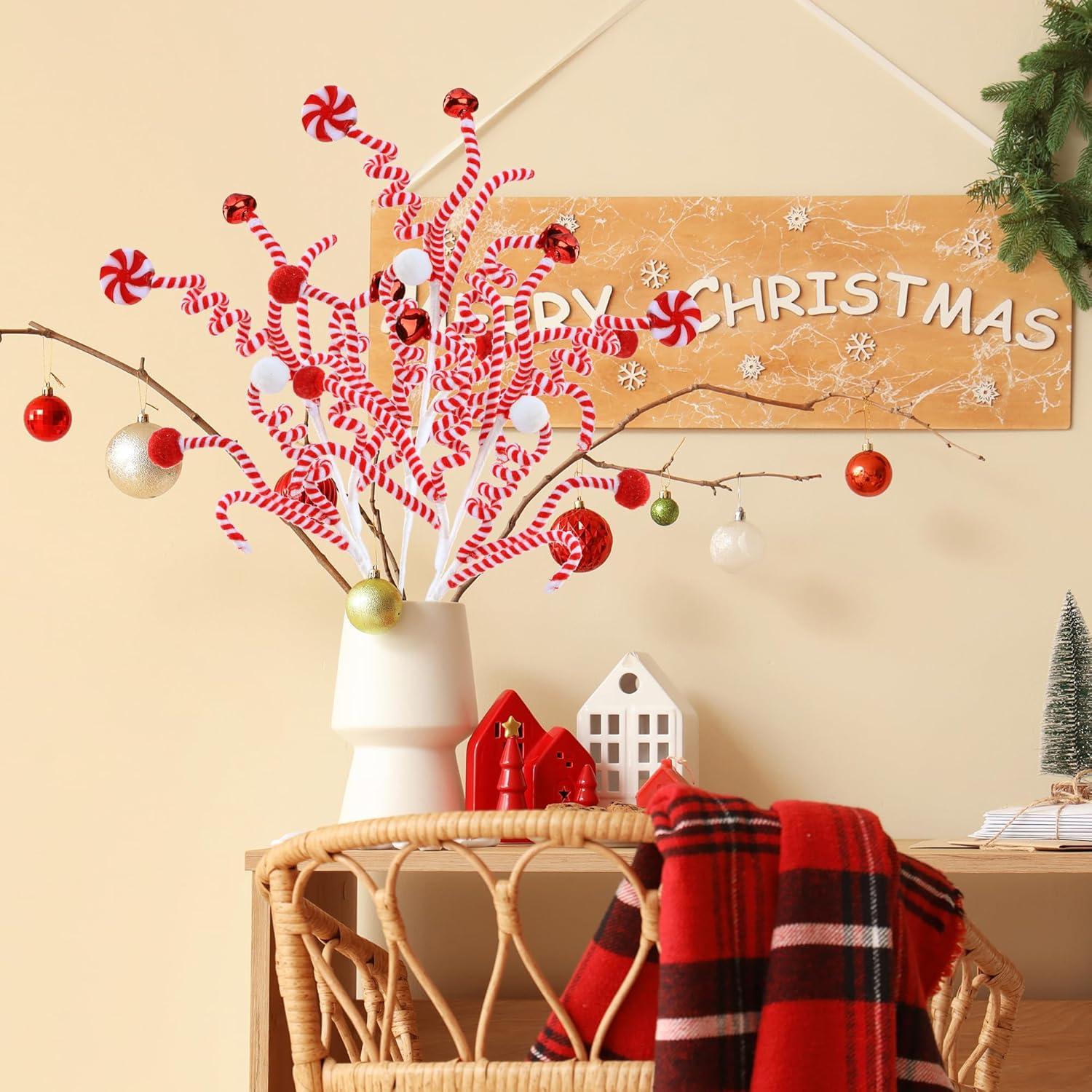 Adornos de Navidad Sggvecsy 4 Pcs Campanas de Caramelo 35.6 cm