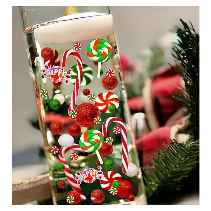 50 Bastones de Caramelo Flotantes Rojos y Verdes - Decoración Navideña