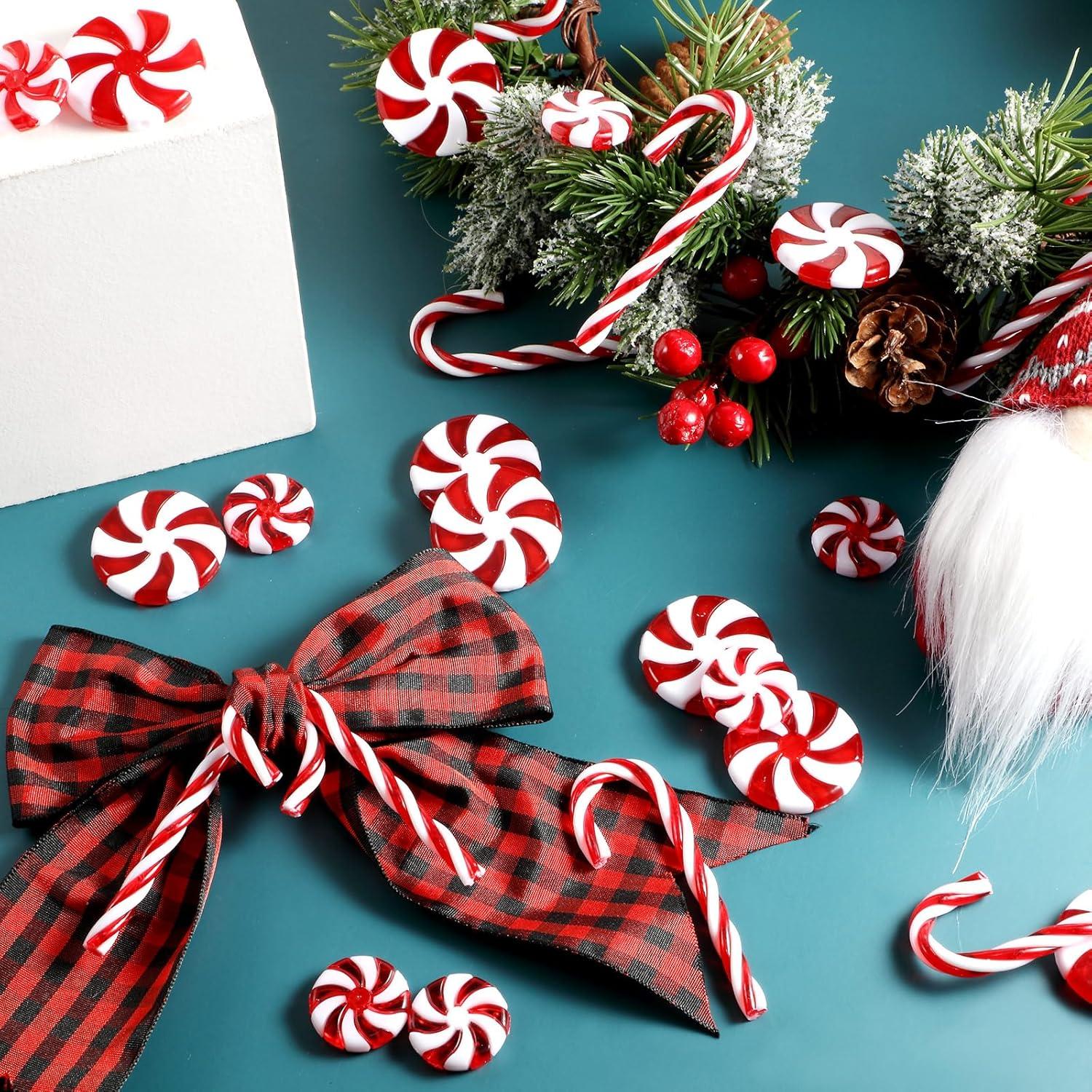 Adornos de Bastones de Caramelo WILLBOND 48 Pcs Decoración Navidad