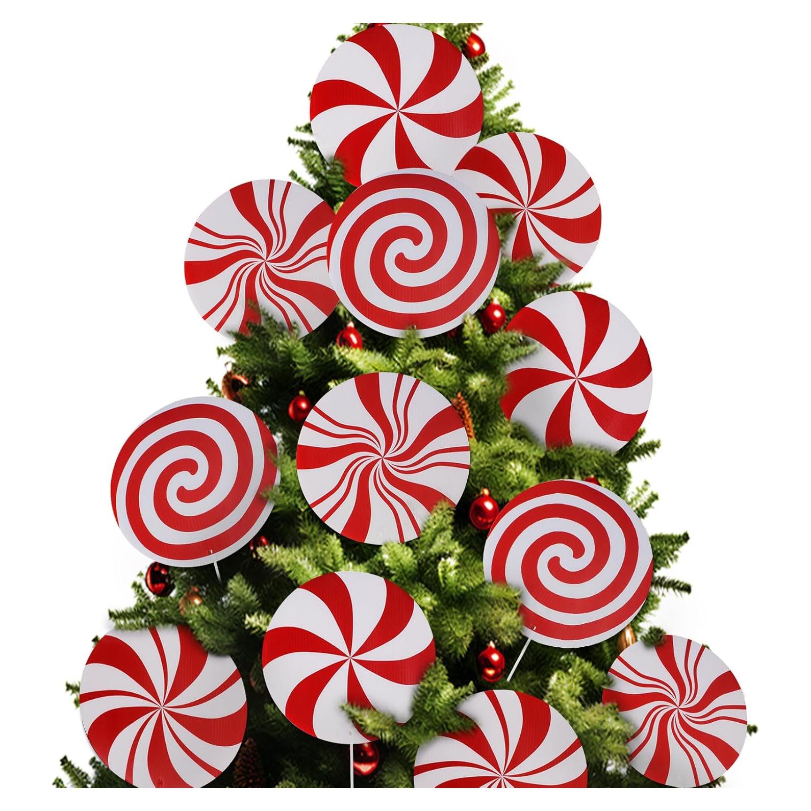 Decoraciones de Navidad RINOLY 12 PCS Bastones de Caramelo 20 cm