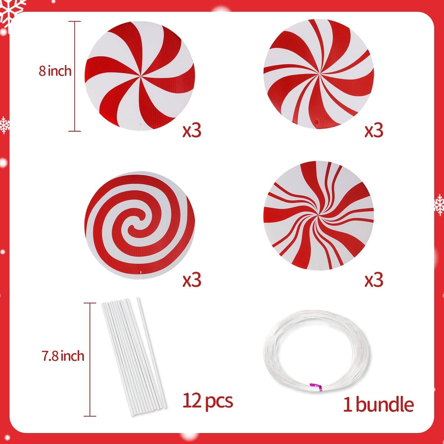 Decoraciones de Navidad RINOLY 12 PCS Bastones de Caramelo 20 cm