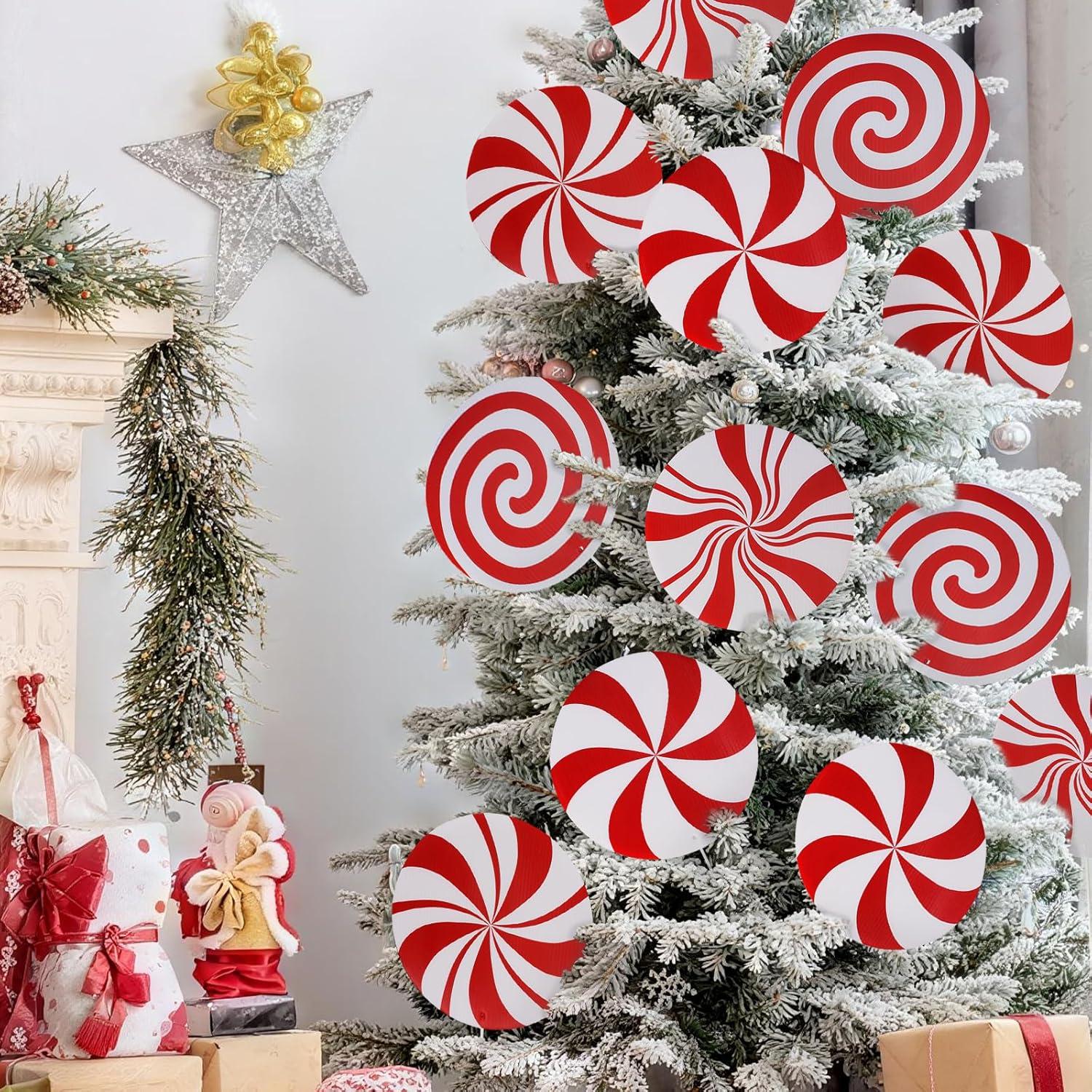 Decoraciones de Navidad RINOLY 12 PCS Bastones de Caramelo 20 cm