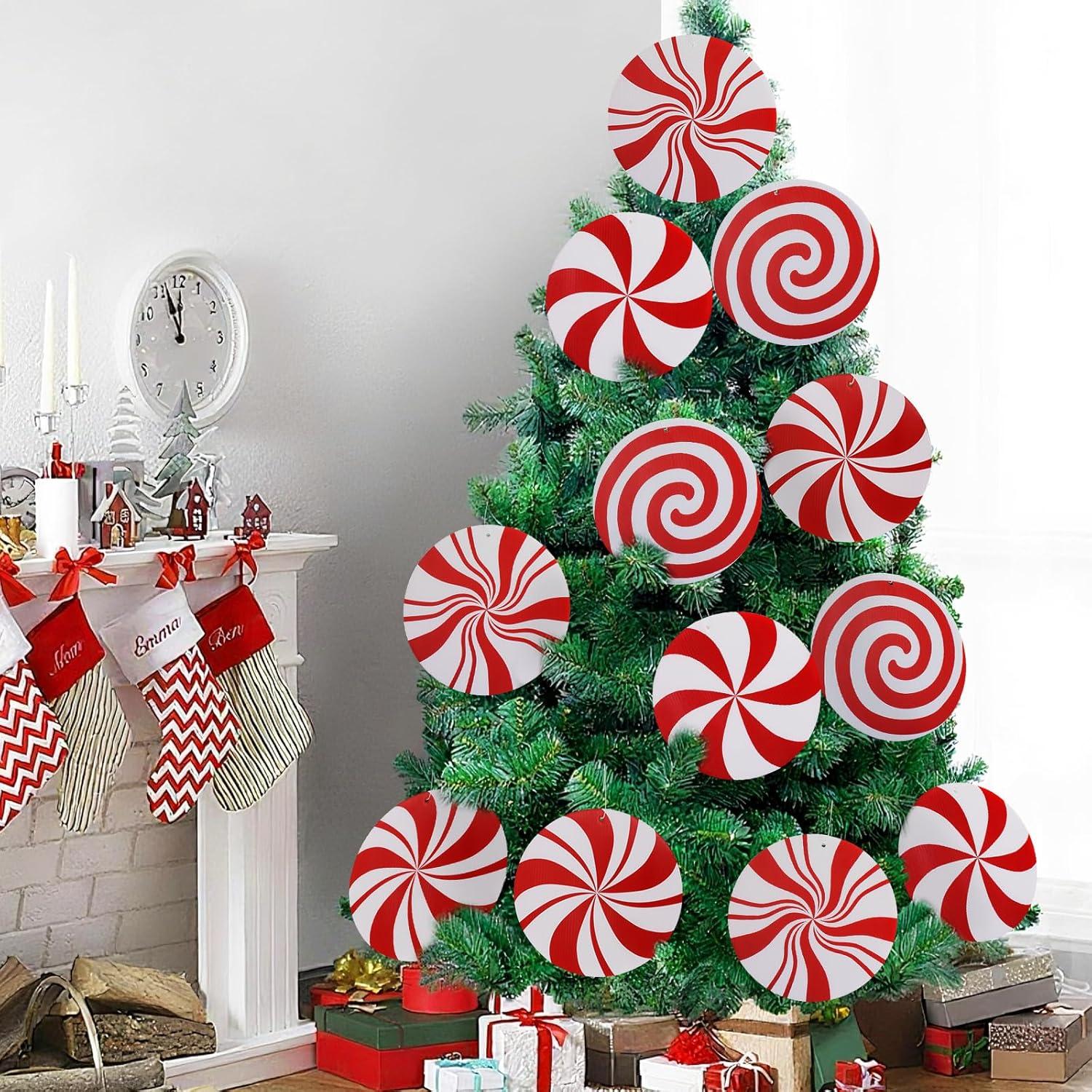 Decoraciones de Navidad RINOLY 12 PCS Bastones de Caramelo 20 cm