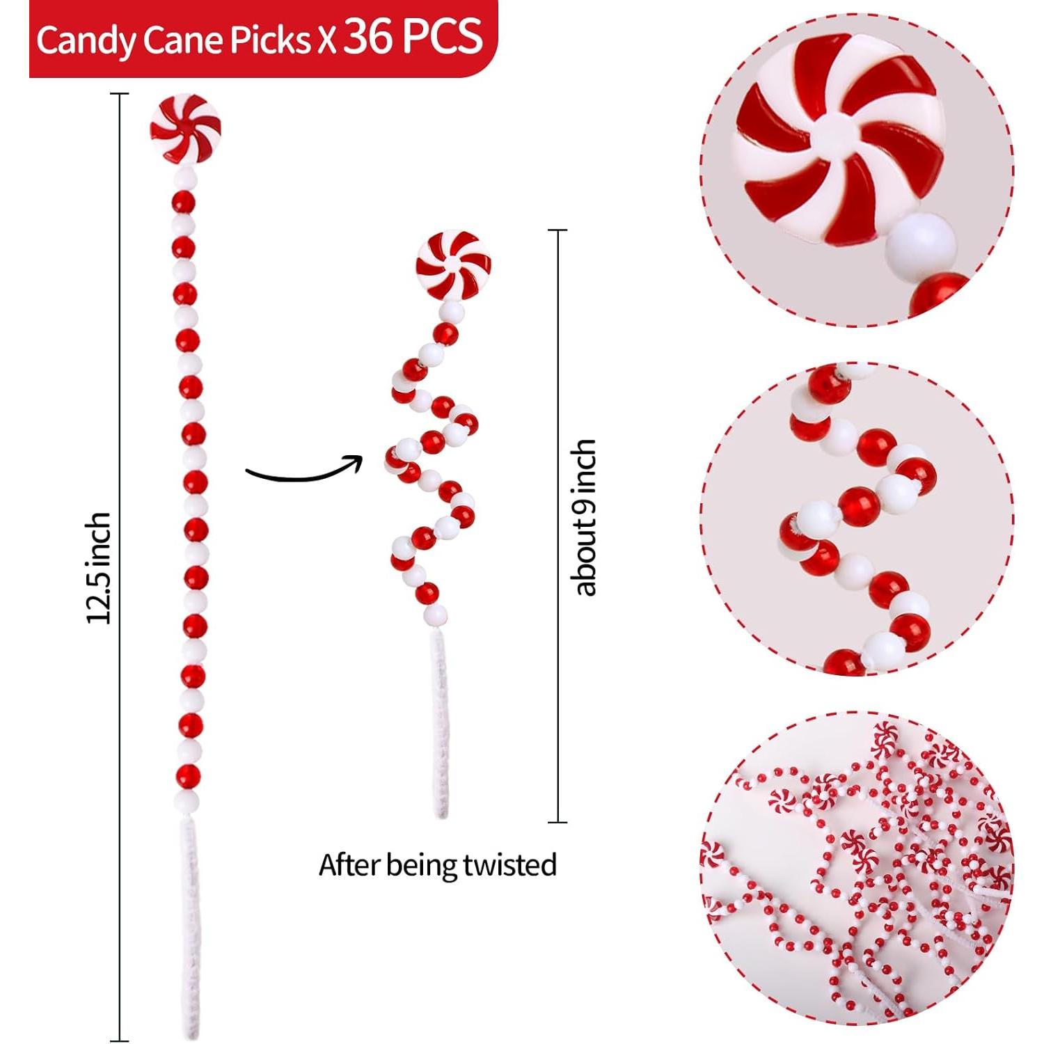36 Adornos de Bastones de Caramelo de Navidad AWHETIE 31.75 cm