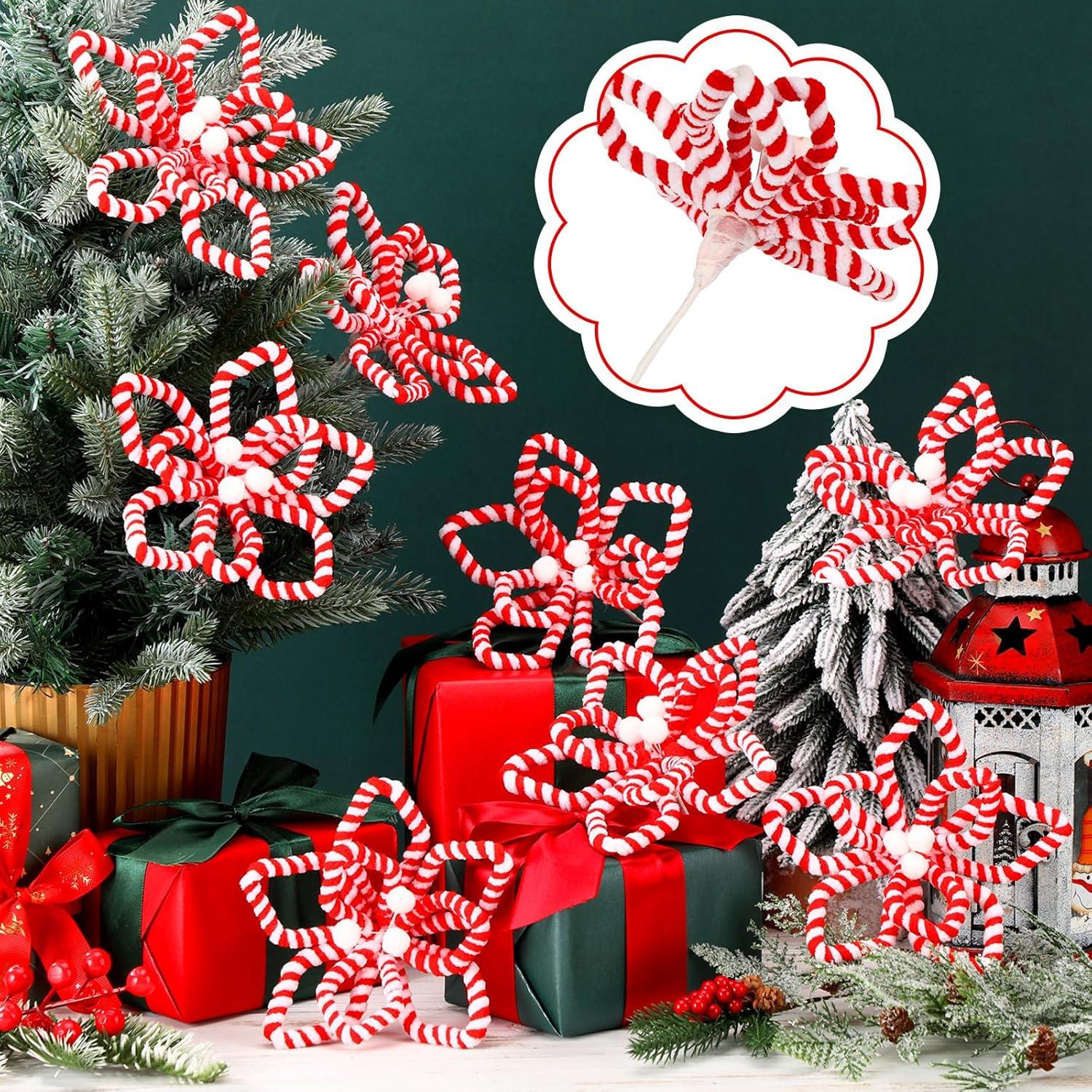 Bucherry 12 Adornos de Bastón de Caramelo de Seda para Navidad