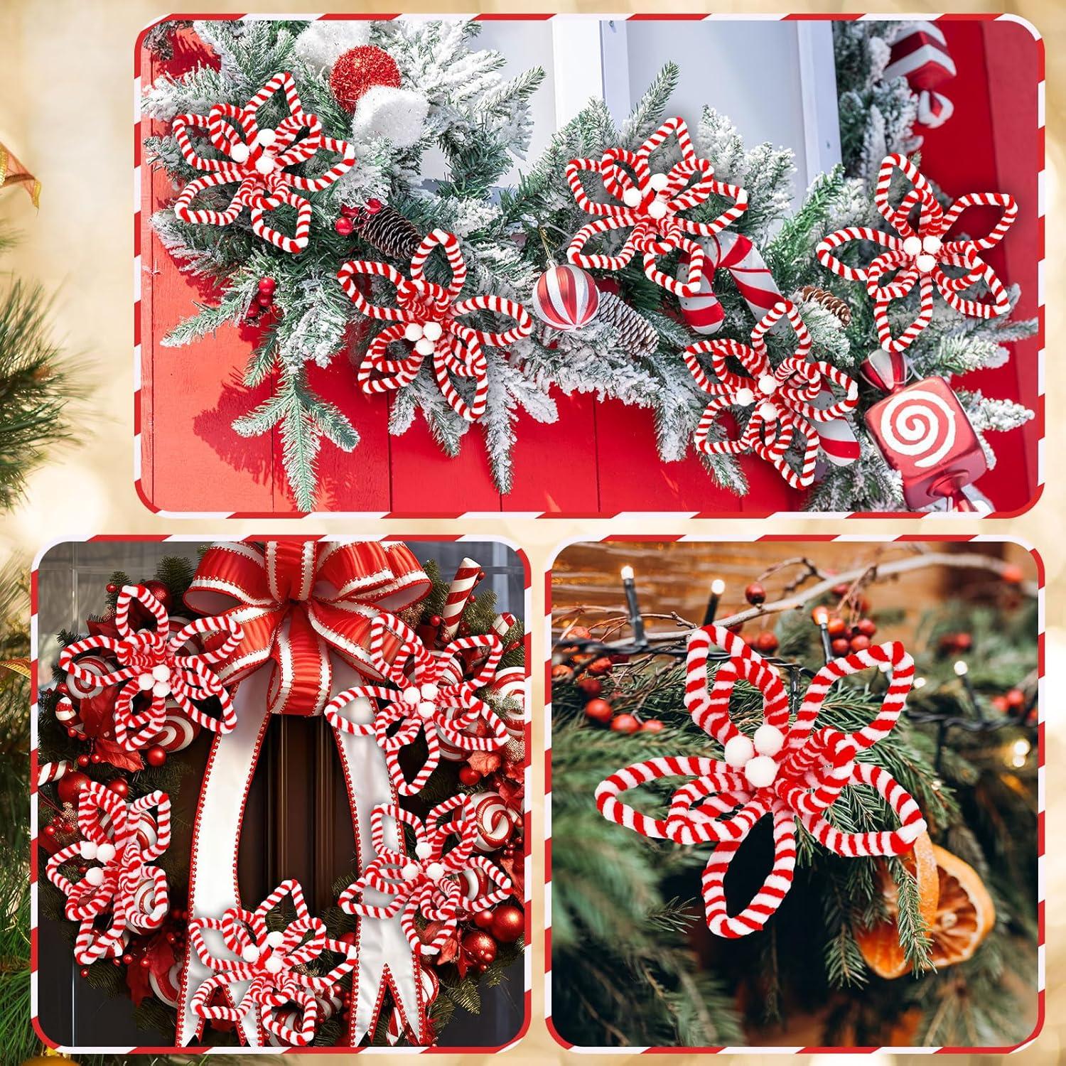 Bucherry 12 Adornos de Bastón de Caramelo de Seda para Navidad