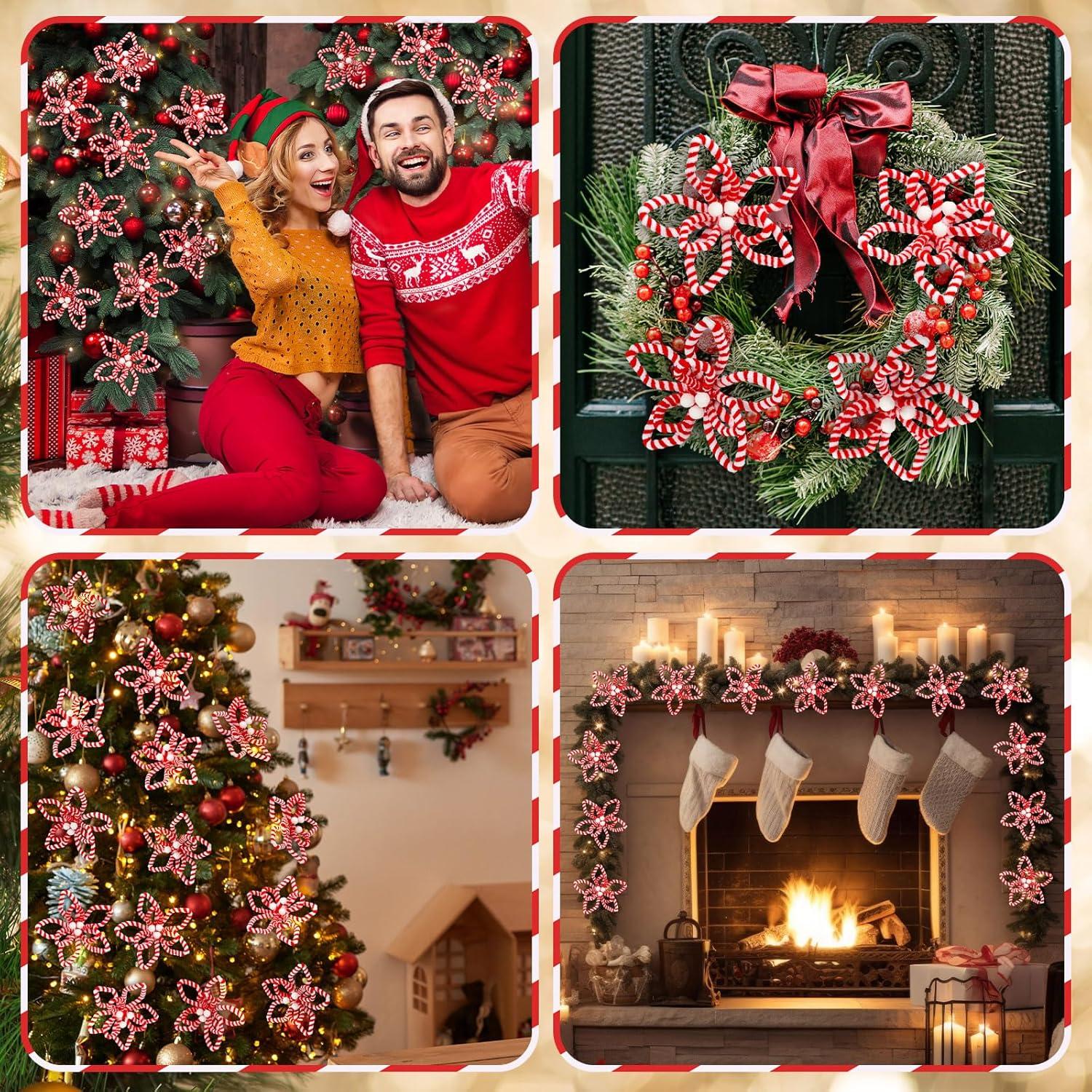 Bucherry 12 Adornos de Bastón de Caramelo de Seda para Navidad