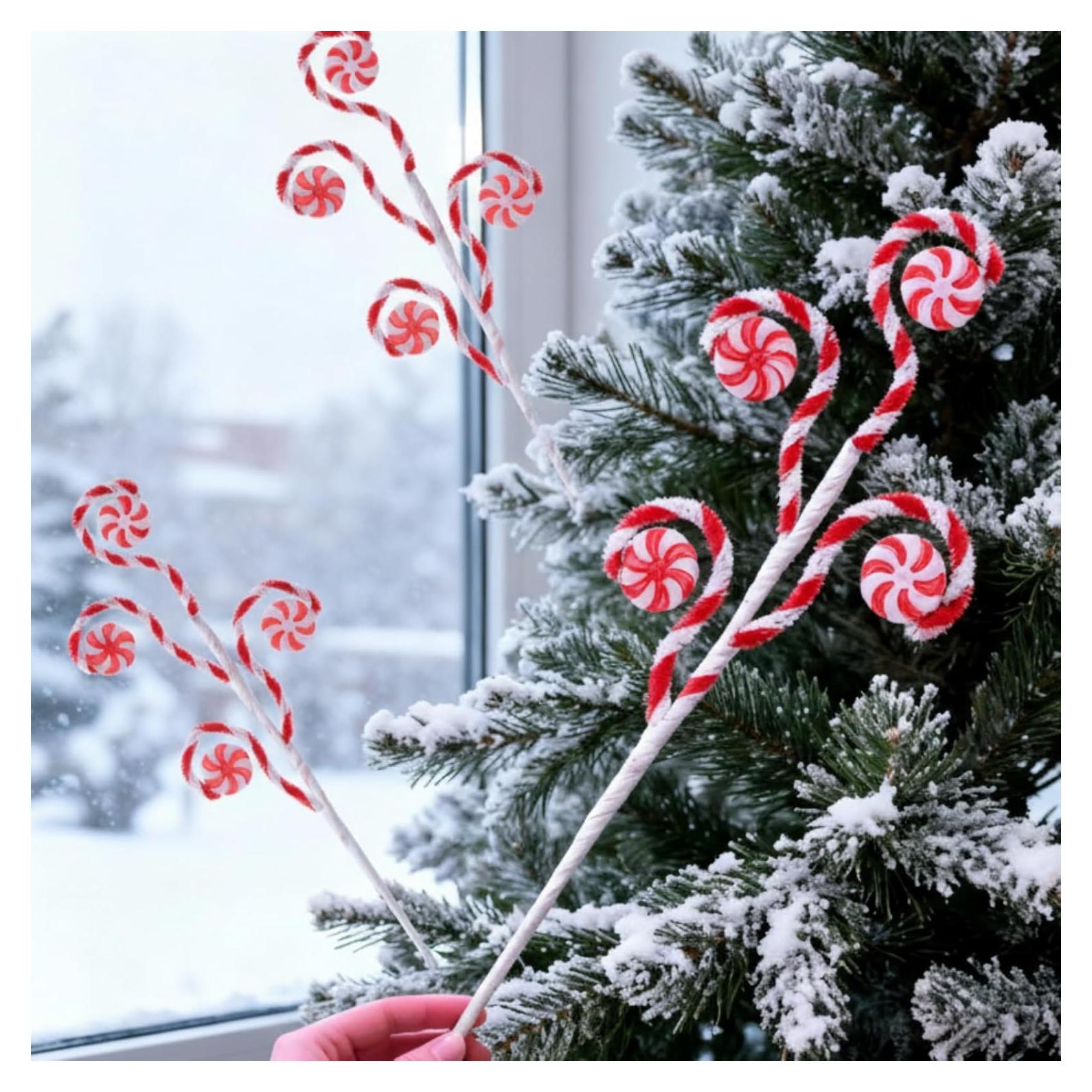 12 Palitos de Caramelo Rizados Suncalla 40 cm Decoración Navidad