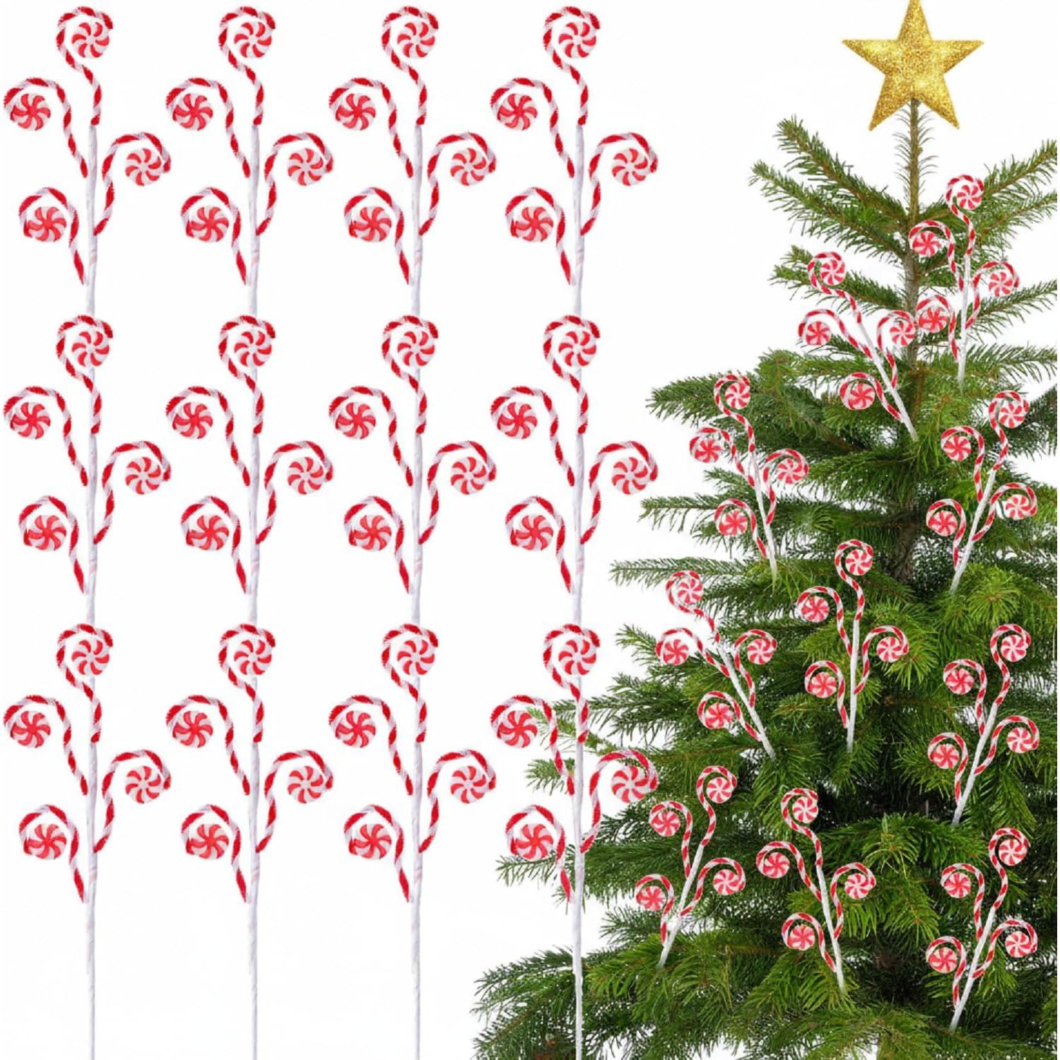 12 Palitos de Caramelo Rizados Suncalla 40 cm Decoración Navidad