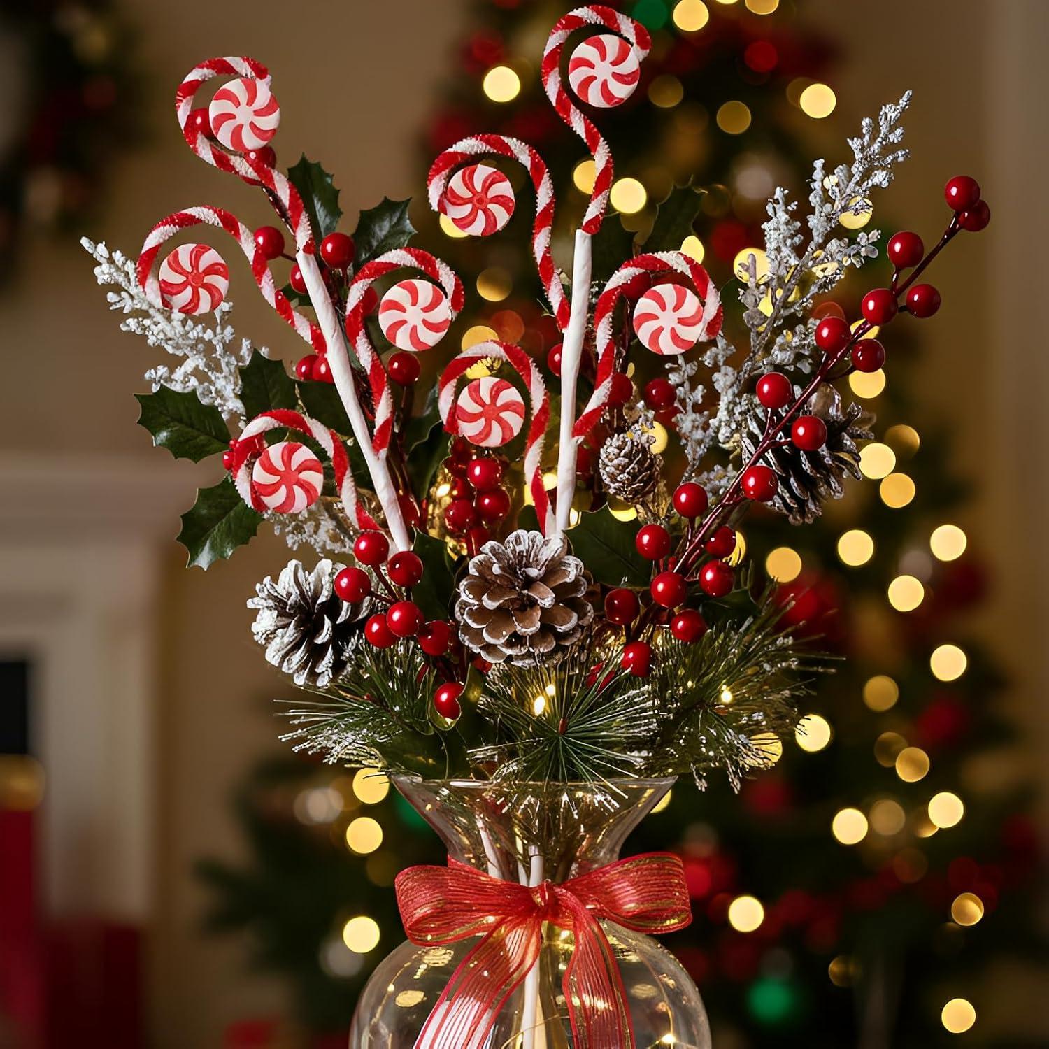 12 Palitos de Caramelo Rizados Suncalla 40 cm Decoración Navidad