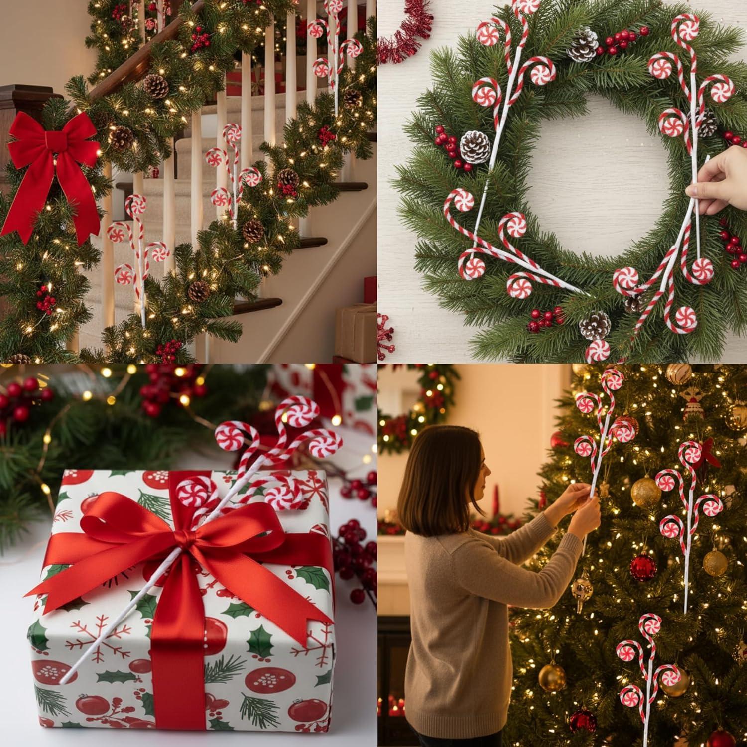 12 Palitos de Caramelo Rizados Suncalla 40 cm Decoración Navidad