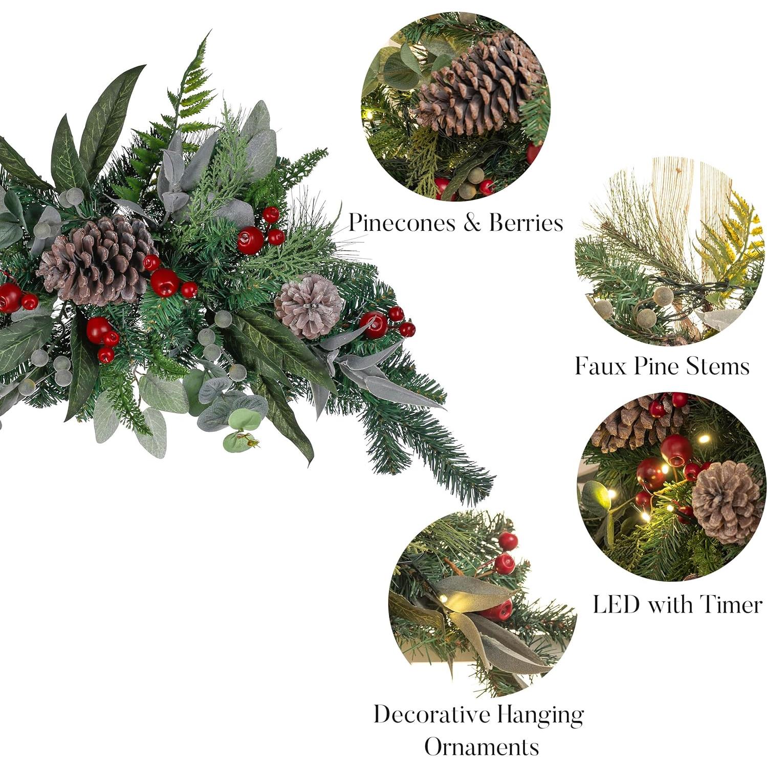 Adorno Navideño Preiluminado Valery Madelyn 61 cm Rojo