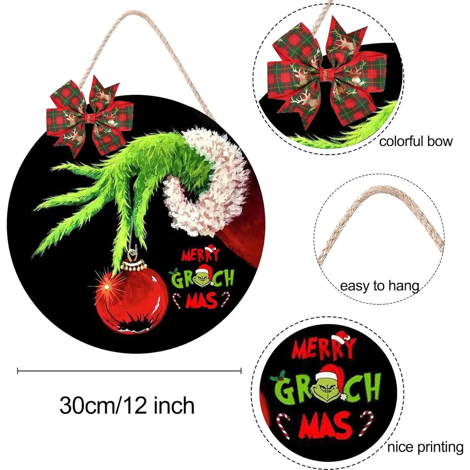 Cartel de Puerta de Navidad Madera 30.48 cm - Feliz Navidad