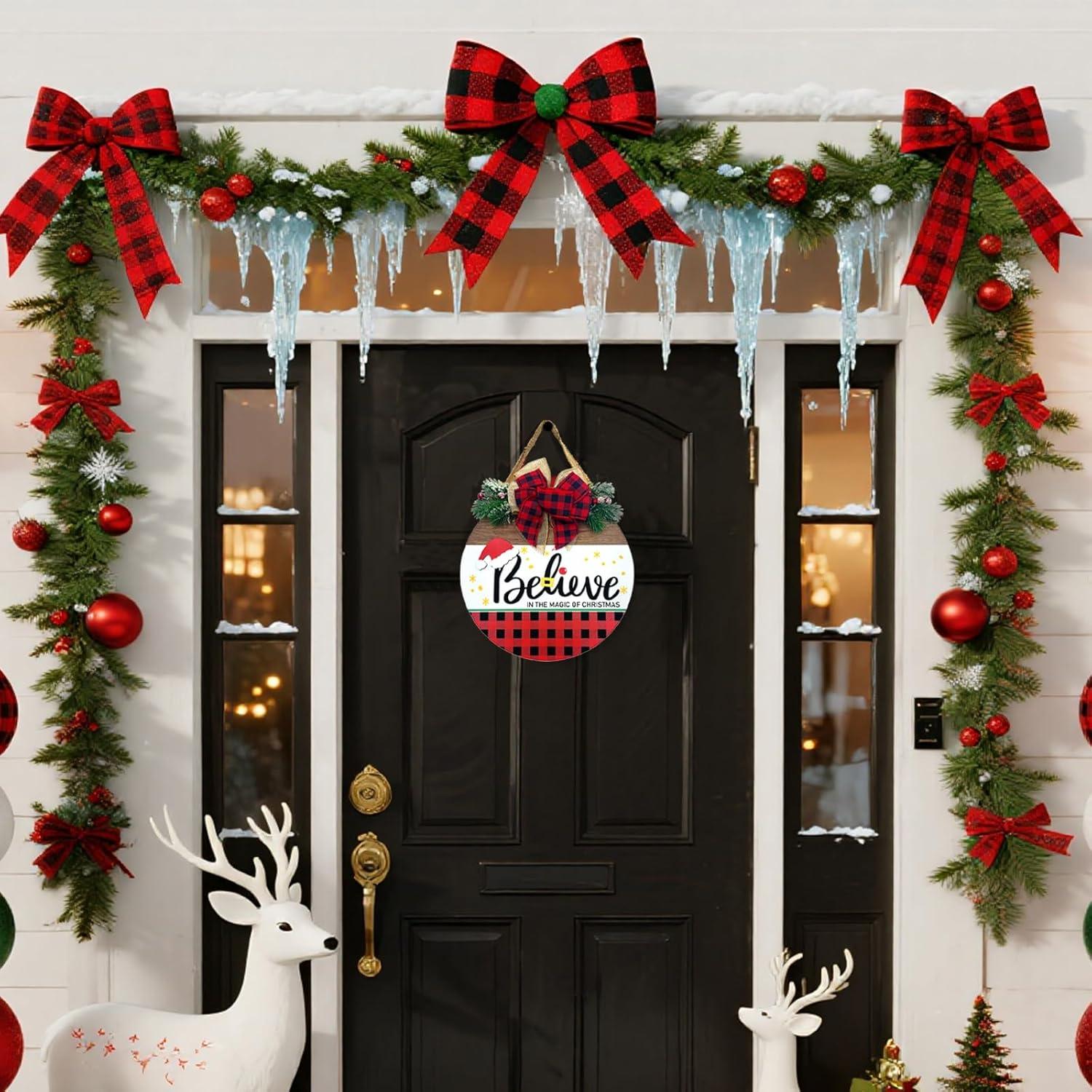 Cartel de Bienvenida de Madera DOUSUI 30x30 cm Feliz Navidad