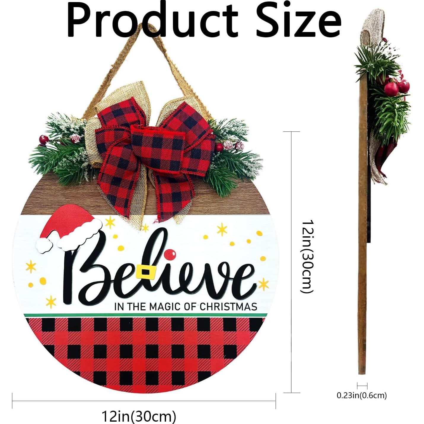 Cartel de Bienvenida de Madera DOUSUI 30x30 cm Feliz Navidad