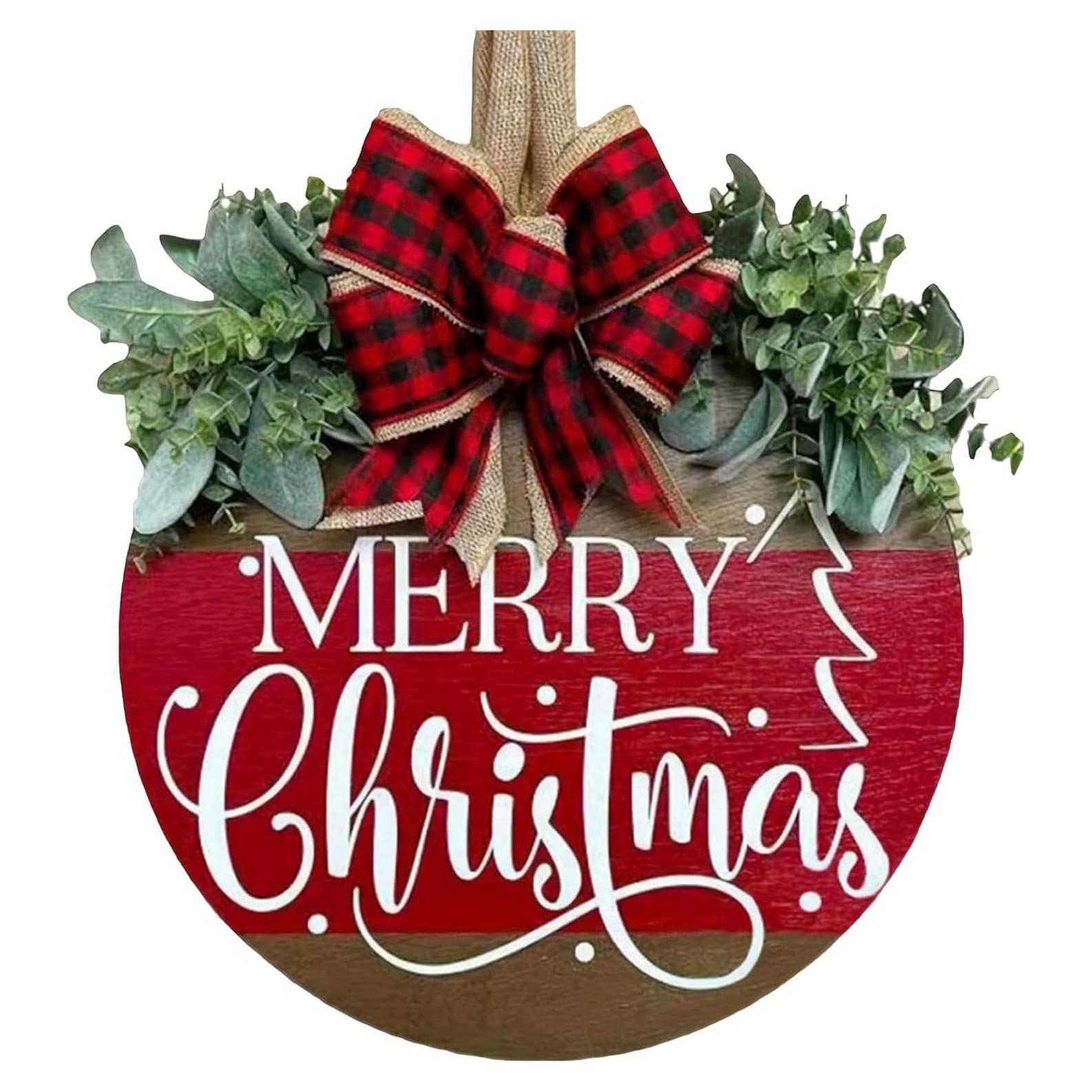 Corona de Navidad de Madera WAZOCI 30cm Feliz Navidad