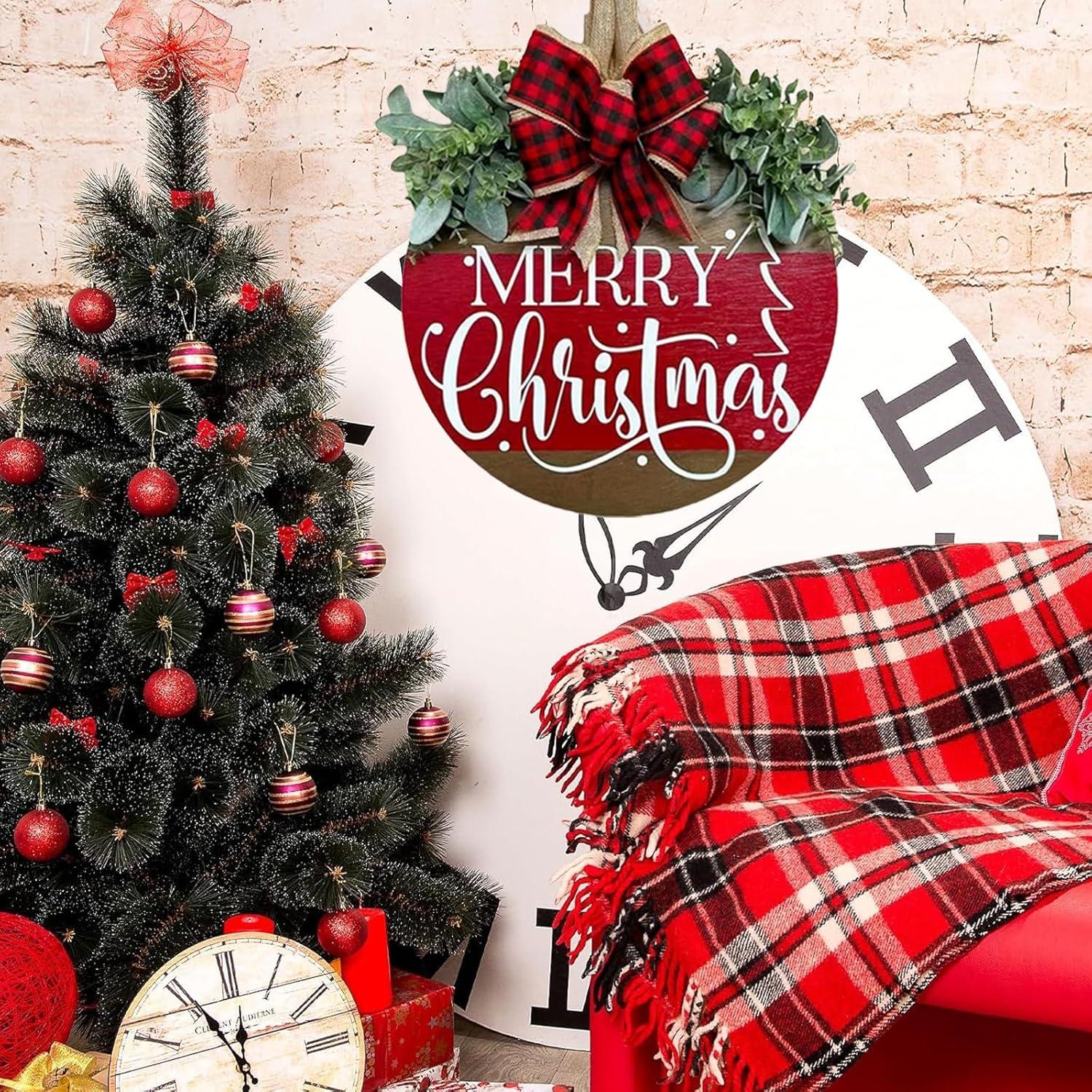 Corona de Navidad de Madera WAZOCI 30cm Feliz Navidad