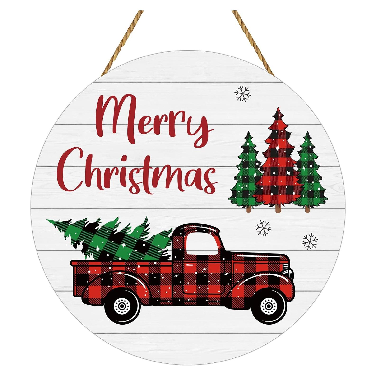Decoración de Puerta Navideña YUNKKIN Camión y Árbol 30.48cm