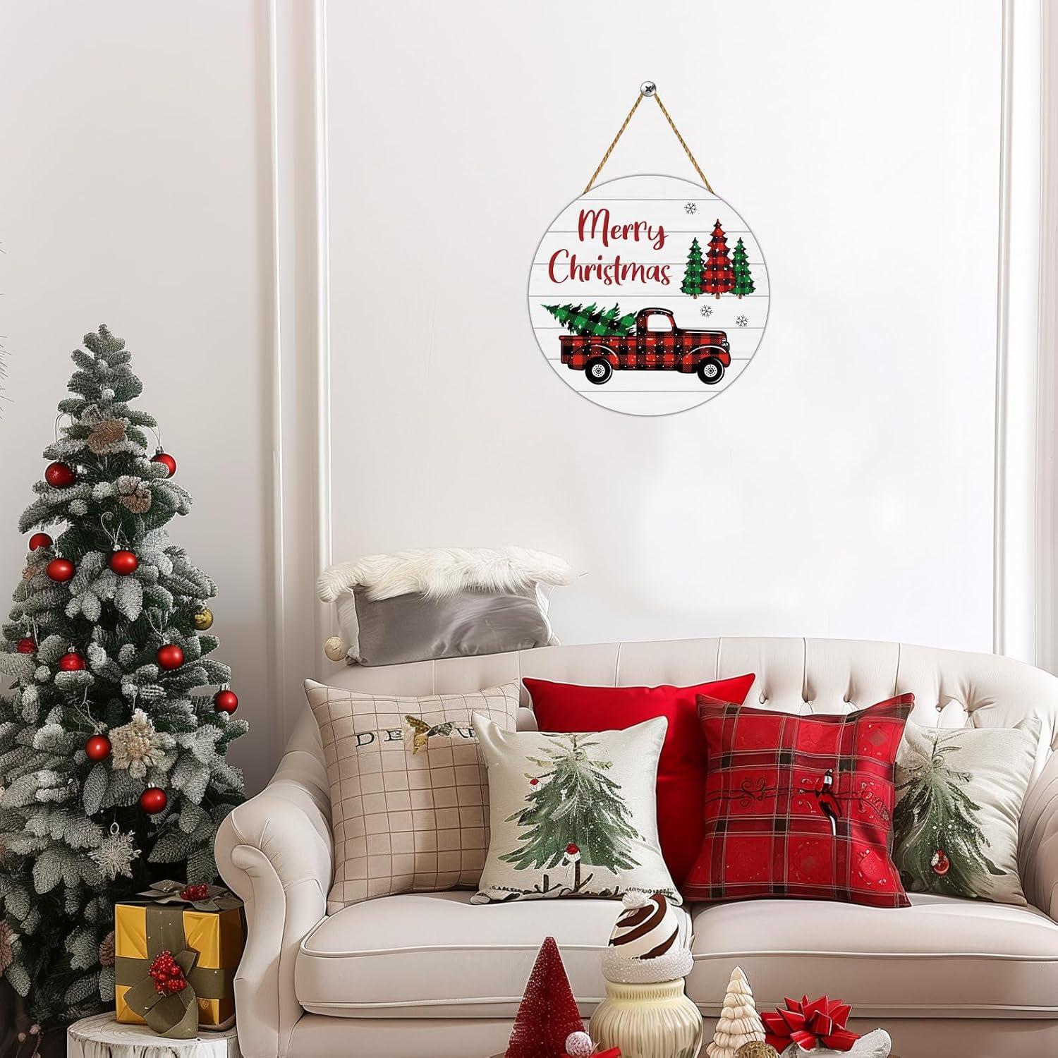 Decoración de Puerta Navideña YUNKKIN Camión y Árbol 30.48cm