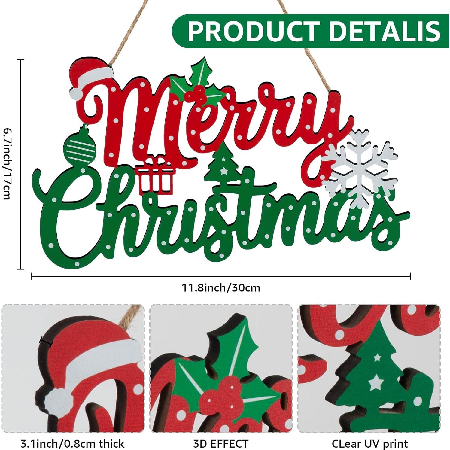 Cartel de Feliz Navidad ZAZIWZ de Madera 30 cm x 10.5 cm