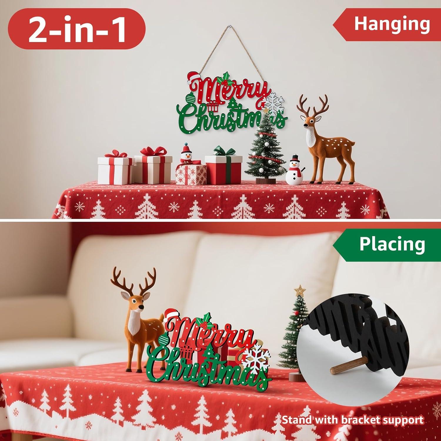 Cartel de Feliz Navidad ZAZIWZ de Madera 30 cm x 10.5 cm