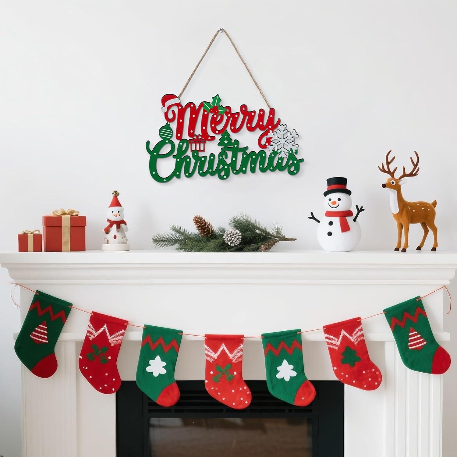 Cartel de Feliz Navidad ZAZIWZ de Madera 30 cm x 10.5 cm