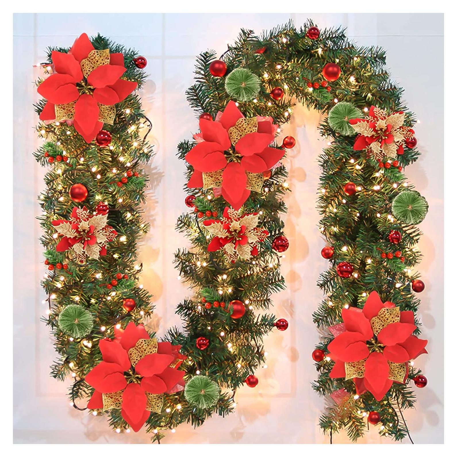 Guirnalda de Navidad Pre-iluminada 2.74m Timiyou con LED