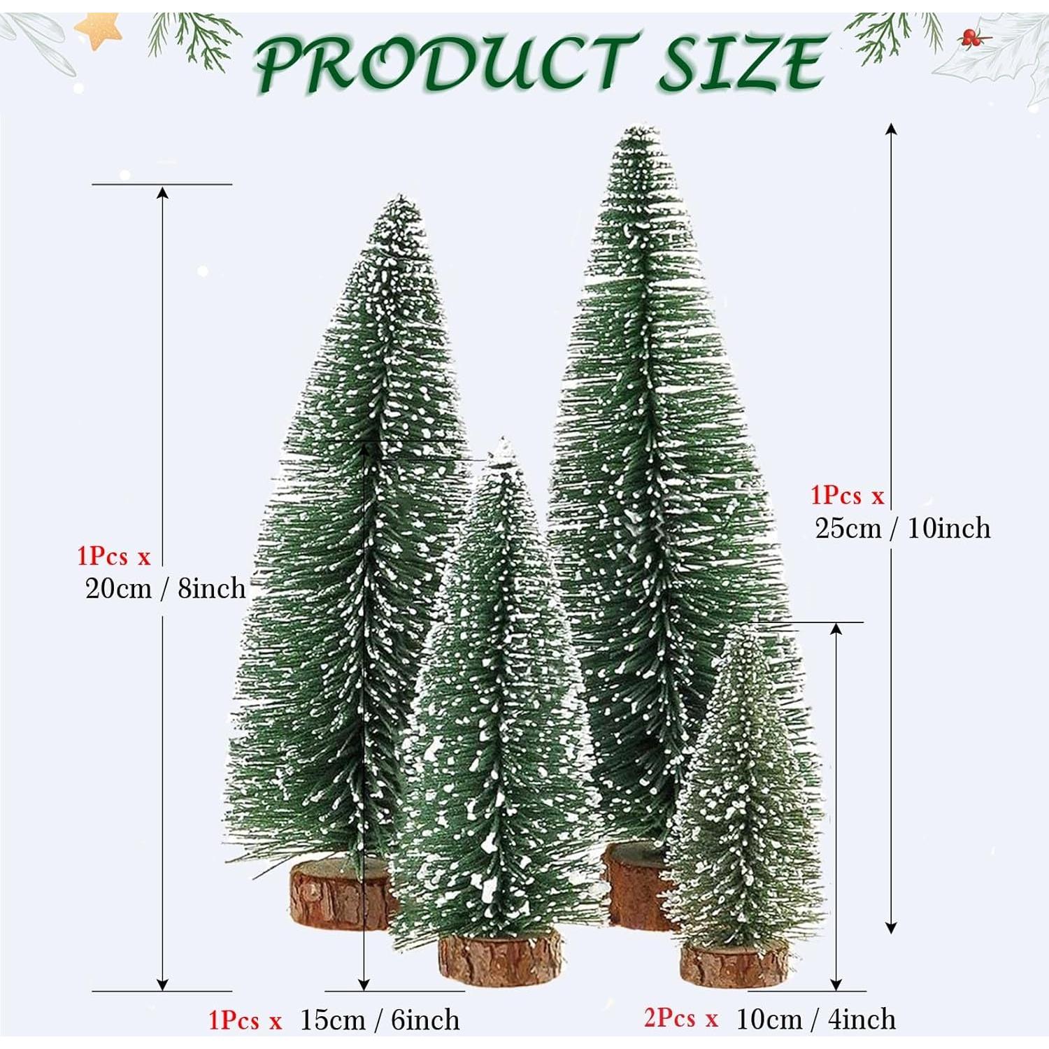 Mini Árboles de Navidad ANTUNIHOD 5pcs con Nieve y Base de Madera